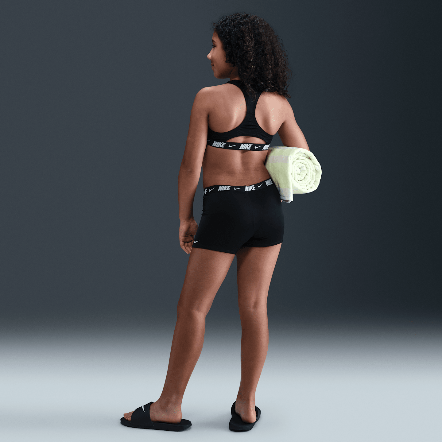 Комплект бикини для детей, борцовская спина — Nike, цвет: Чёрный / Белый — фото 4