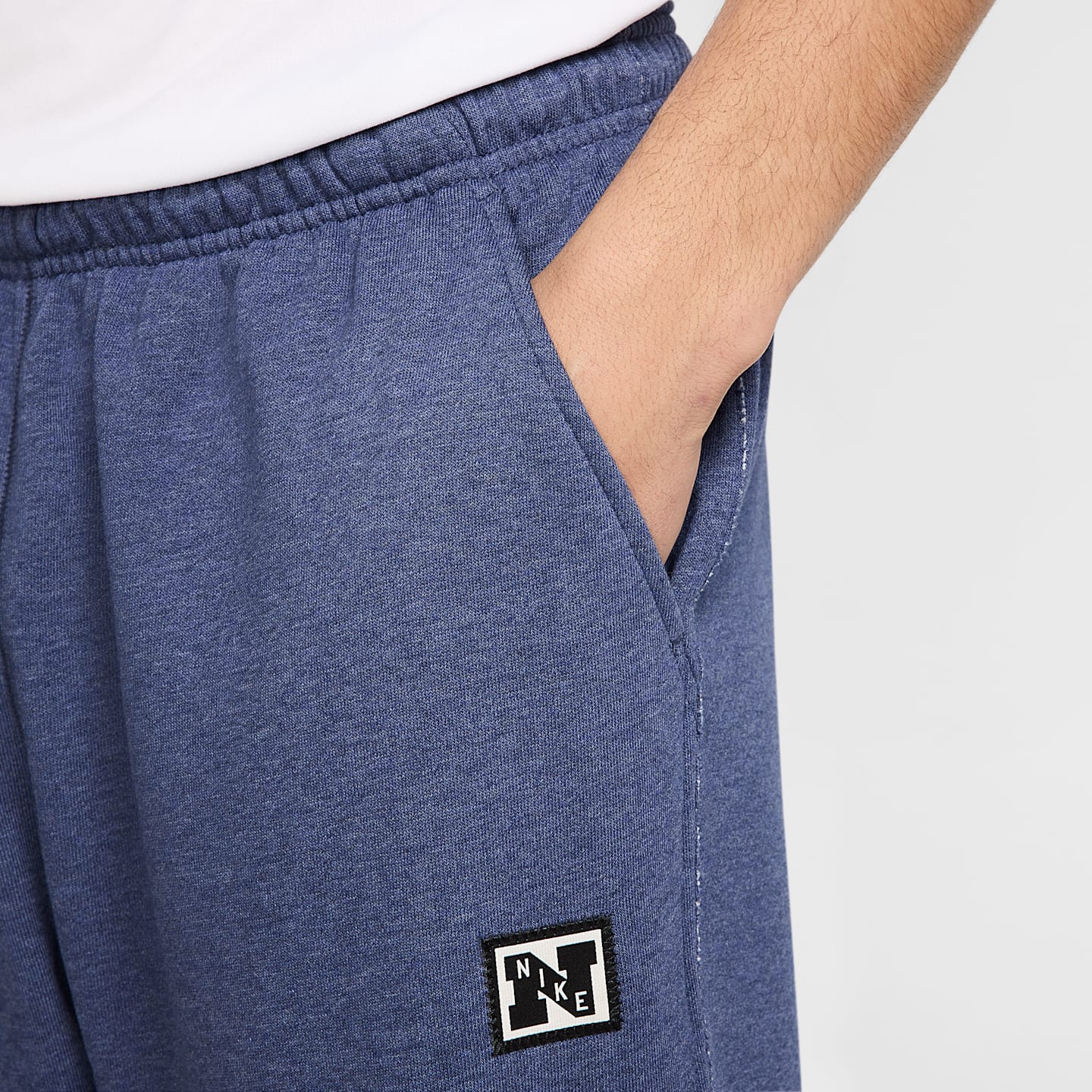 Мужские брюки Nike Gym Heritage Dri-FIT Fleece Fitness, цвет: Синий / Меланжевый — фото 4