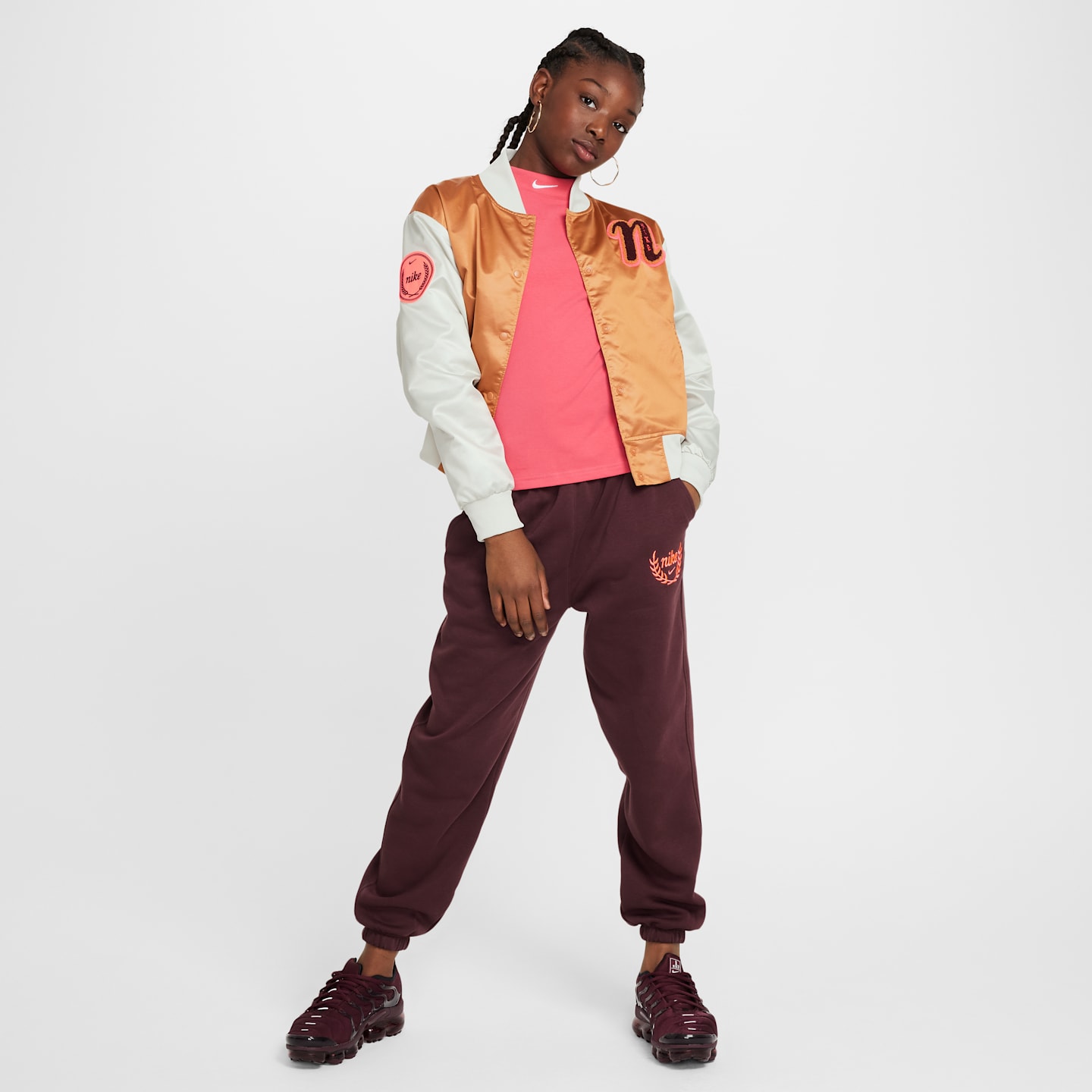 Куртка Nike Sportswear Varsity для девочек, цвет: Светлый костяной — фото 7
