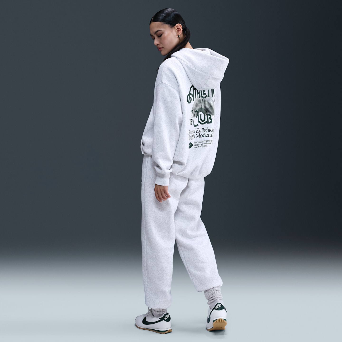 Женские брюки Nike Sportswear Phoenix Fleece High-Waisted Oversized, цвет: Берёзовый меланжевый — фото 4