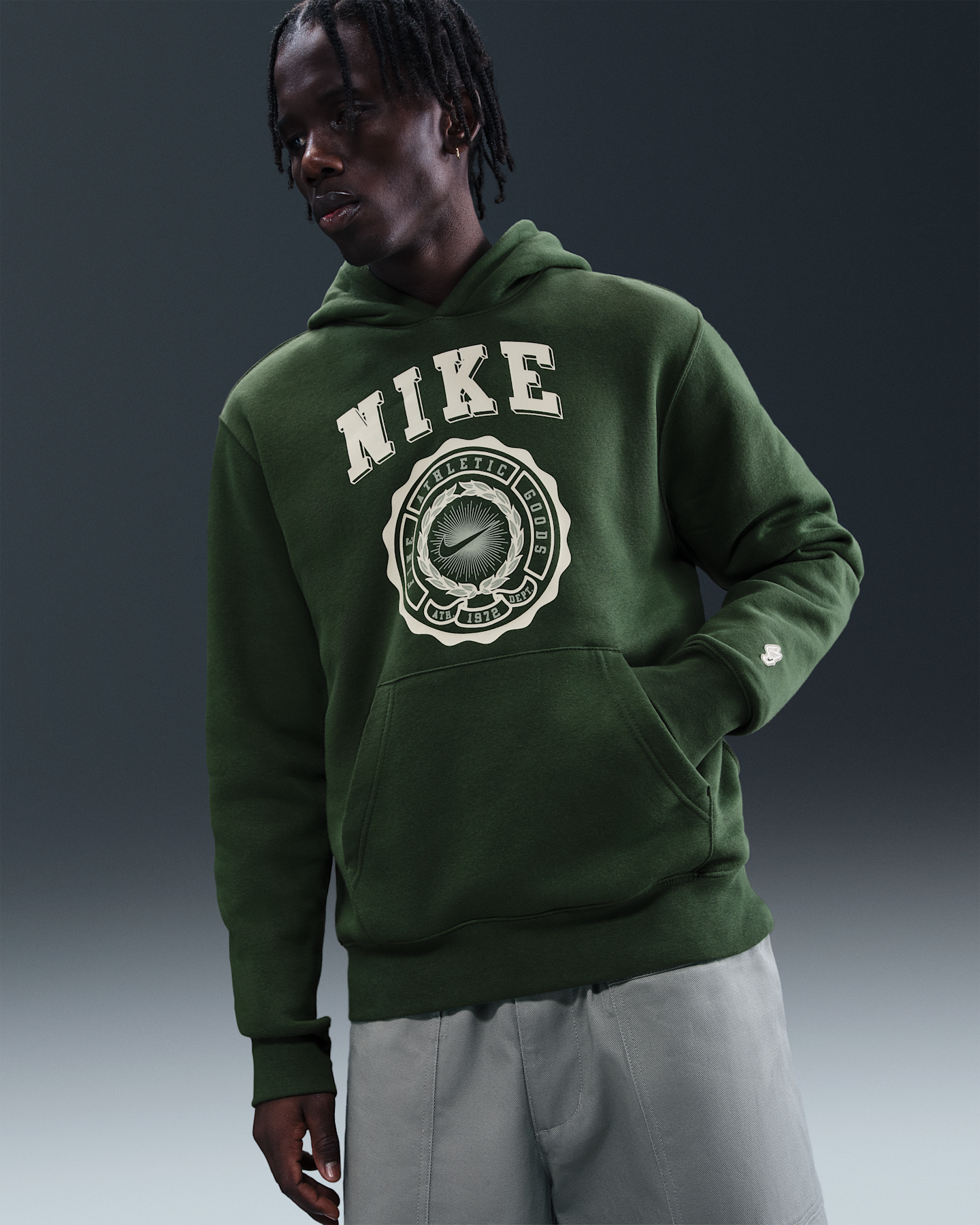 Мужское флисовое худи Nike Club, цвет: Снежный белый / Нефритовый — фото 6