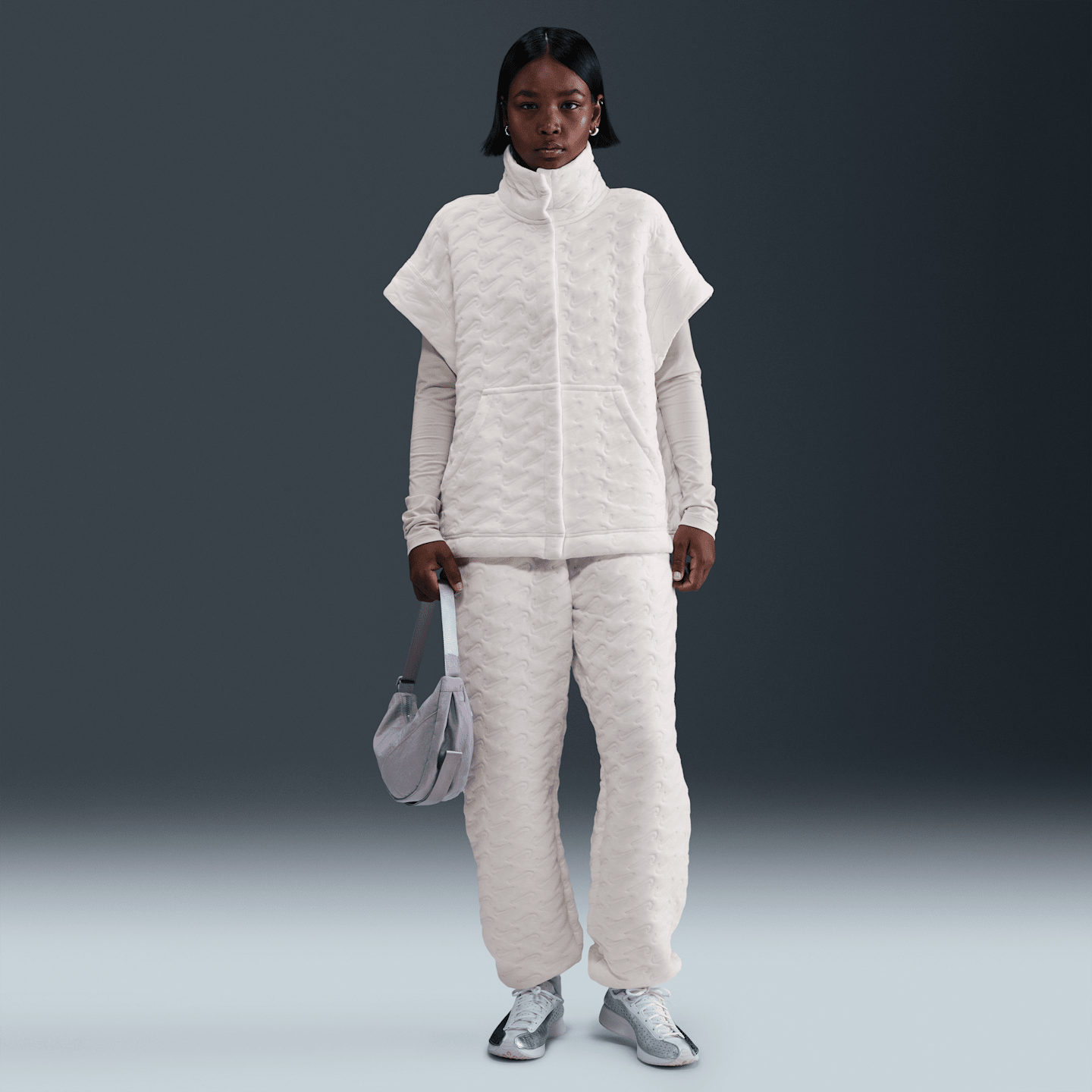 Женский жилет Nike Sportswear Phoenix Fleece Oversized Jacquard, цвет: Молочный — фото 4