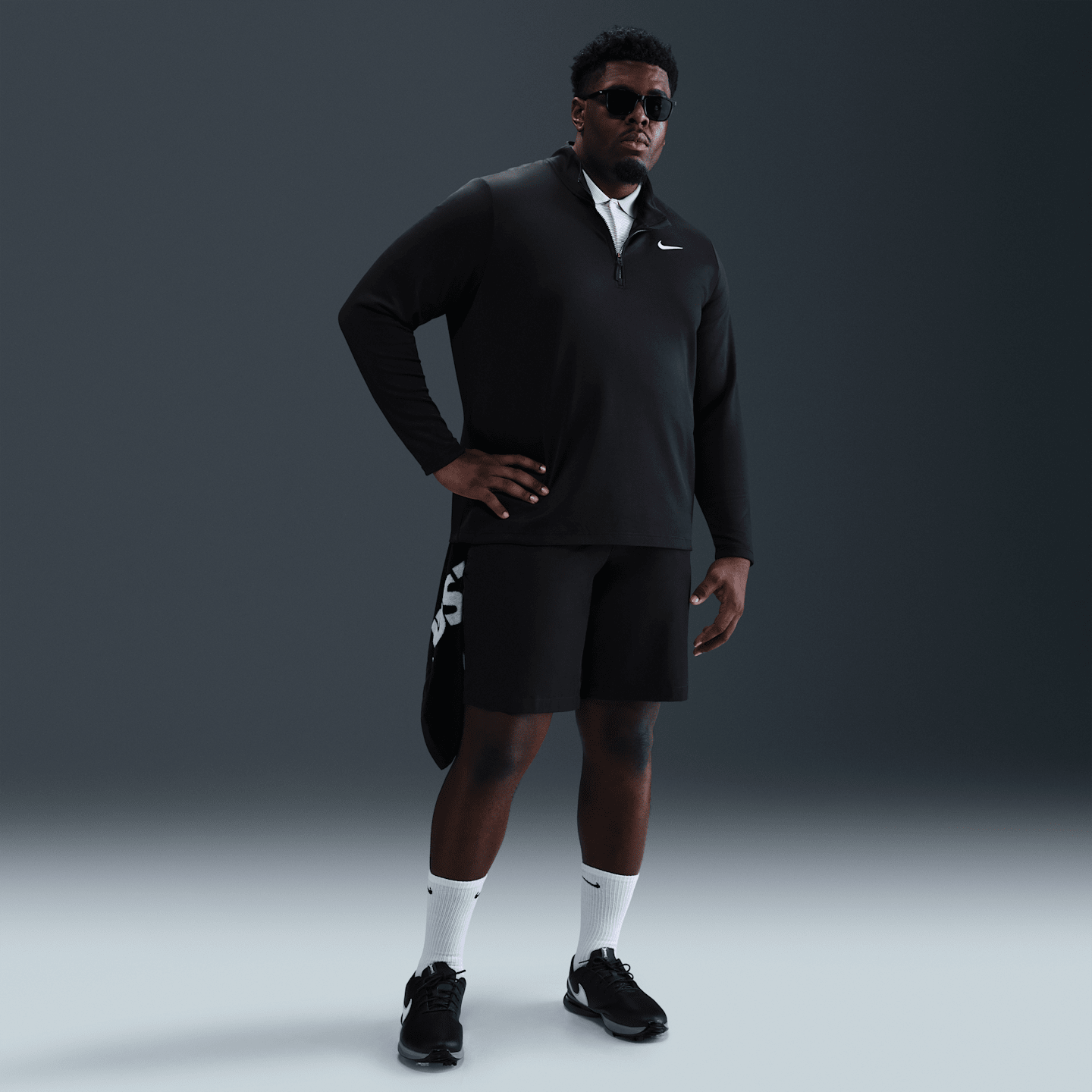 Мужской топ для гольфа Nike Victory Dri-FIT на молнии 1/2, цвет: Чёрный / Белый — фото 10