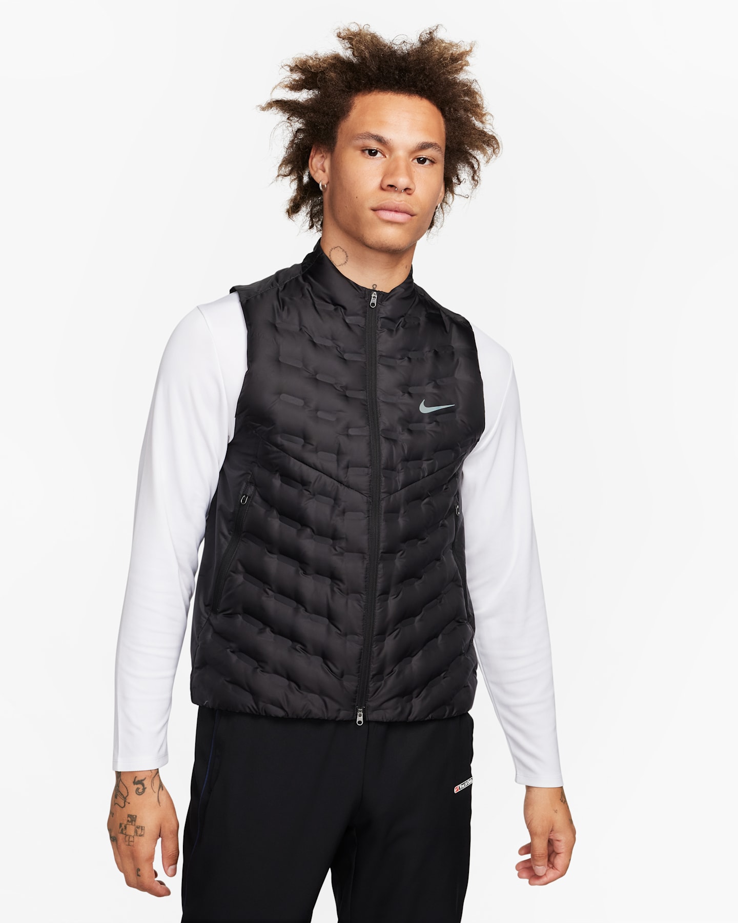 Мужской беговой пуховый жилет Nike Therma-FIT ADV Repel AeroLoft, цвет: Чёрный — фото 11