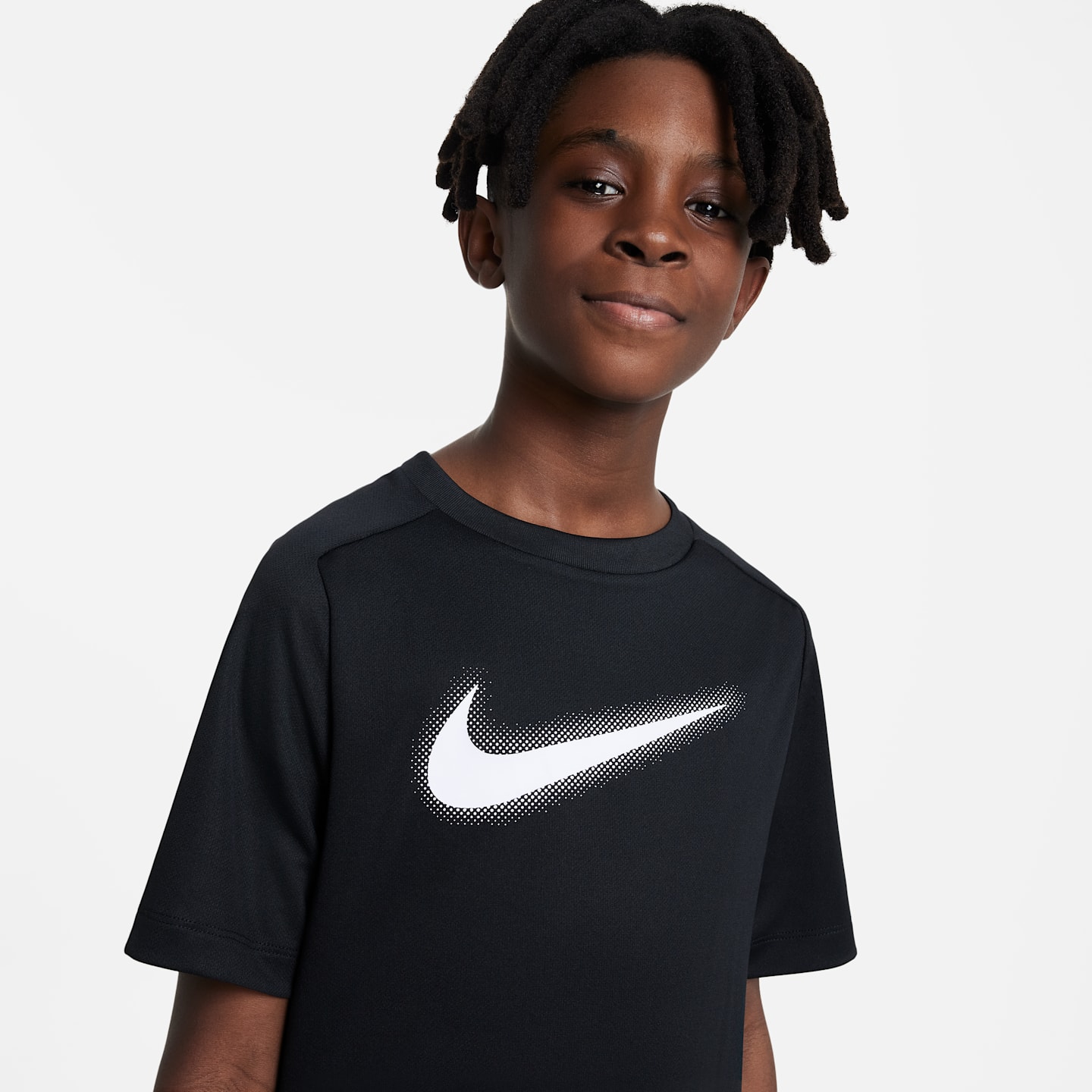 Топ Nike Multi Dri-FIT Graphic Training Top для мальчиков, цвет: Чёрный / Белый — фото 3