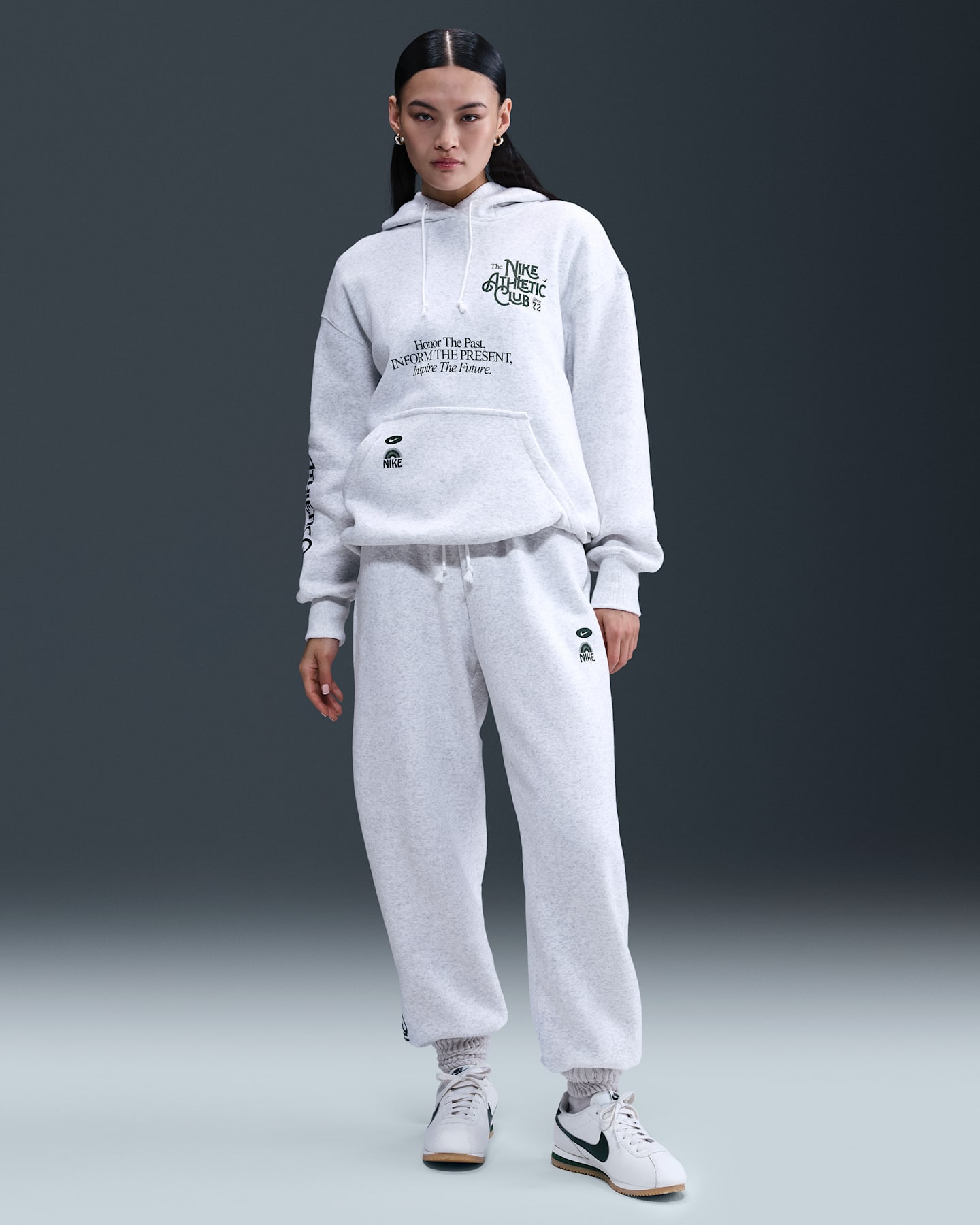 Женские брюки Nike Sportswear Phoenix Fleece High-Waisted Oversized, цвет: Берёзовый меланжевый — фото 6