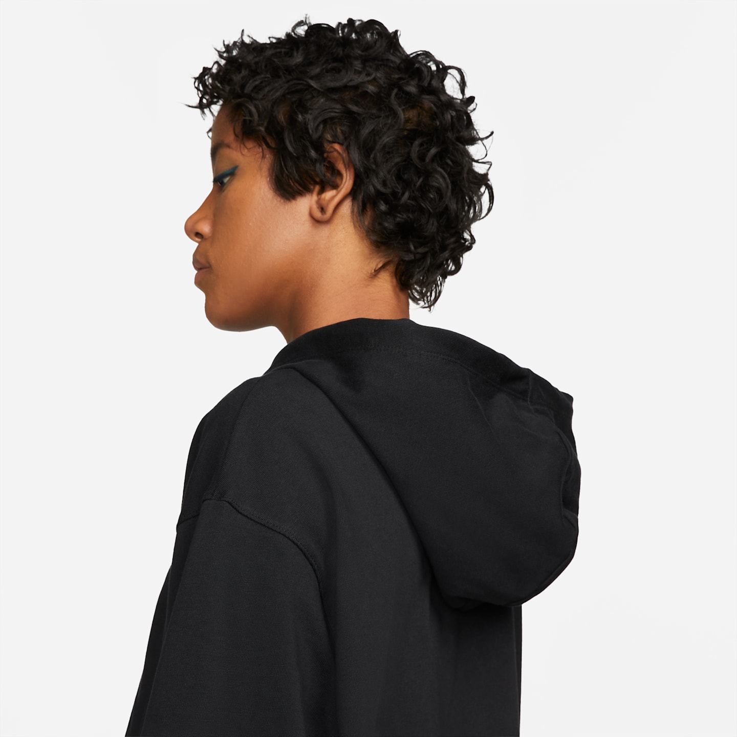 Женское трикотажное худи на молнии Nike Sportswear оверсайз, цвет: Чёрный / Белый — фото 5