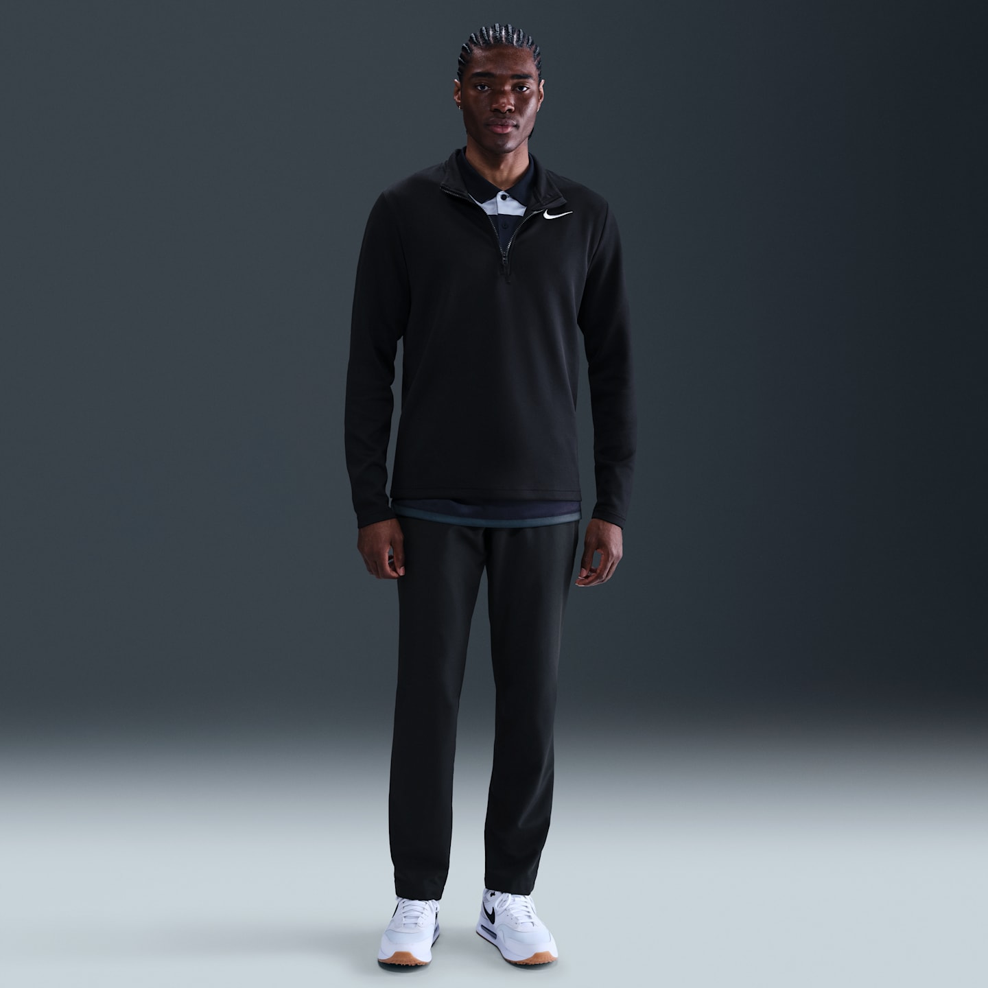 Мужской топ для гольфа Nike Victory Dri-FIT на молнии 1/2, цвет: Чёрный / Белый — фото 4