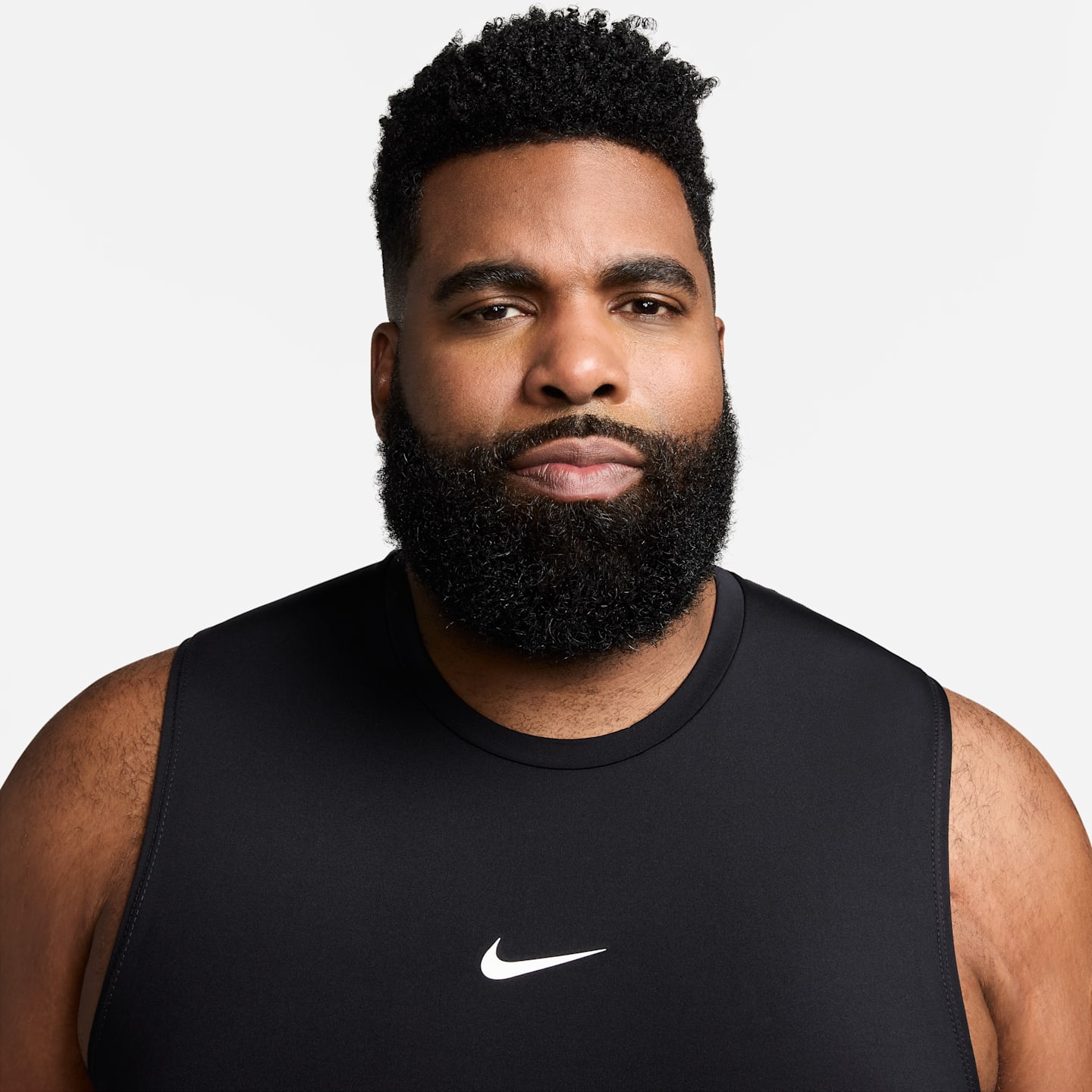 Мужской облегающий топ Nike Pro Dri-FIT без рукавов, цвет: Чёрный / Белый — фото 8