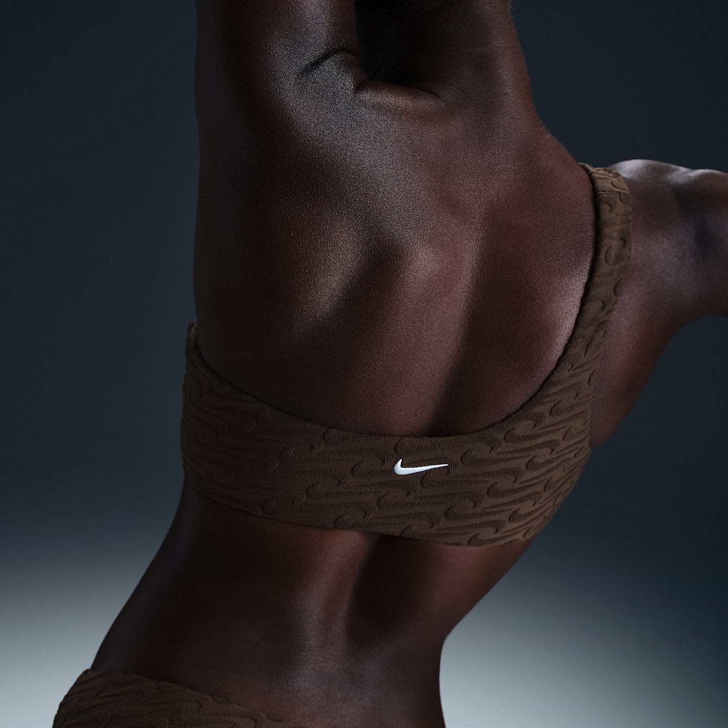Верх бикини Asymmetrical, махра — Nike, цвет: Коричневый — фото 2