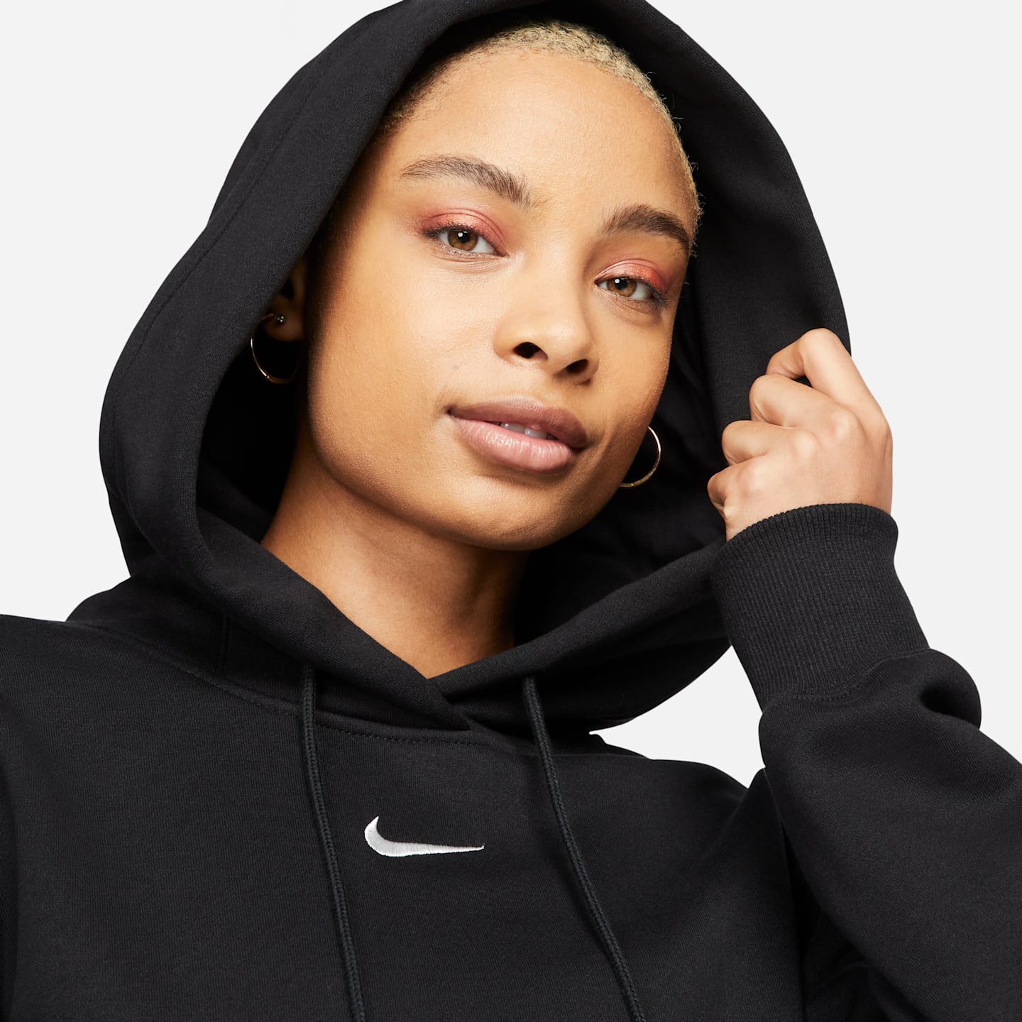 Женское худи Nike Sportswear Phoenix Fleece Pullover, цвет: Чёрный / Молочный — фото 3