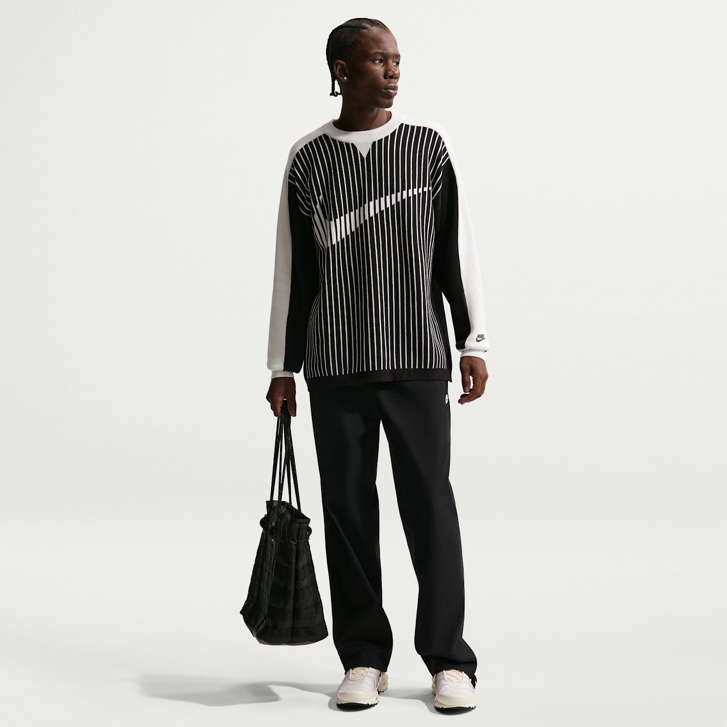 Мужской свитер Nike Sportswear Club Jersey Sweater, цвет: Чёрный / Молочный — фото 4