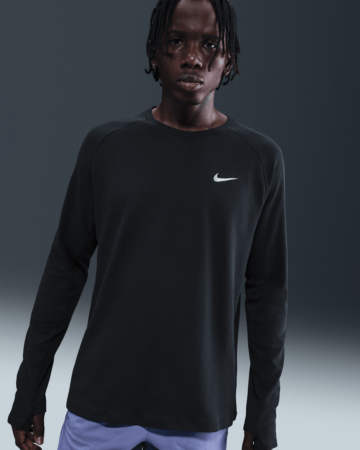 Мужской беговой свитшот Nike Stride Dri-FIT Waffle, цвет: Чёрный — фото 6