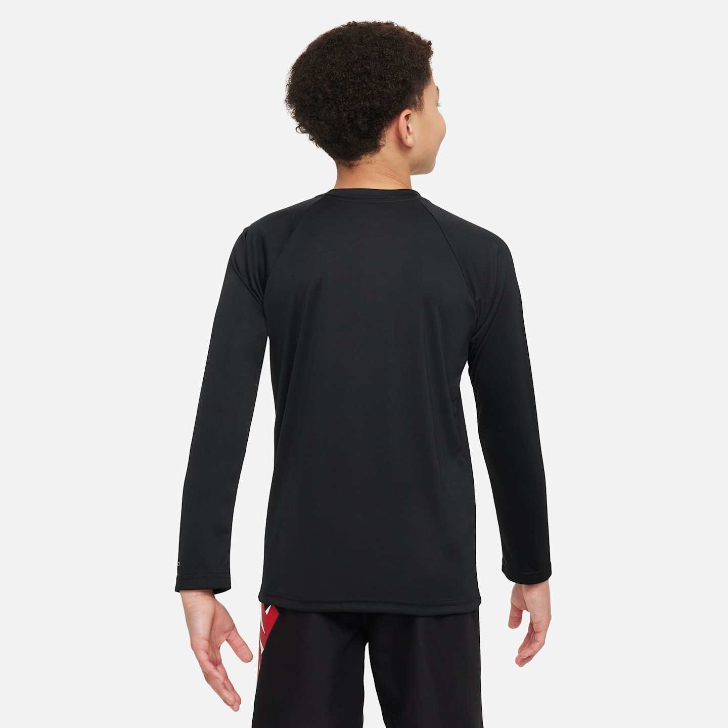 Детский плавательный лонгслив Nike Swim Hydroguard Essential Dri-FIT UV для мальчиков, цвет: Чёрный / Белый — фото 2