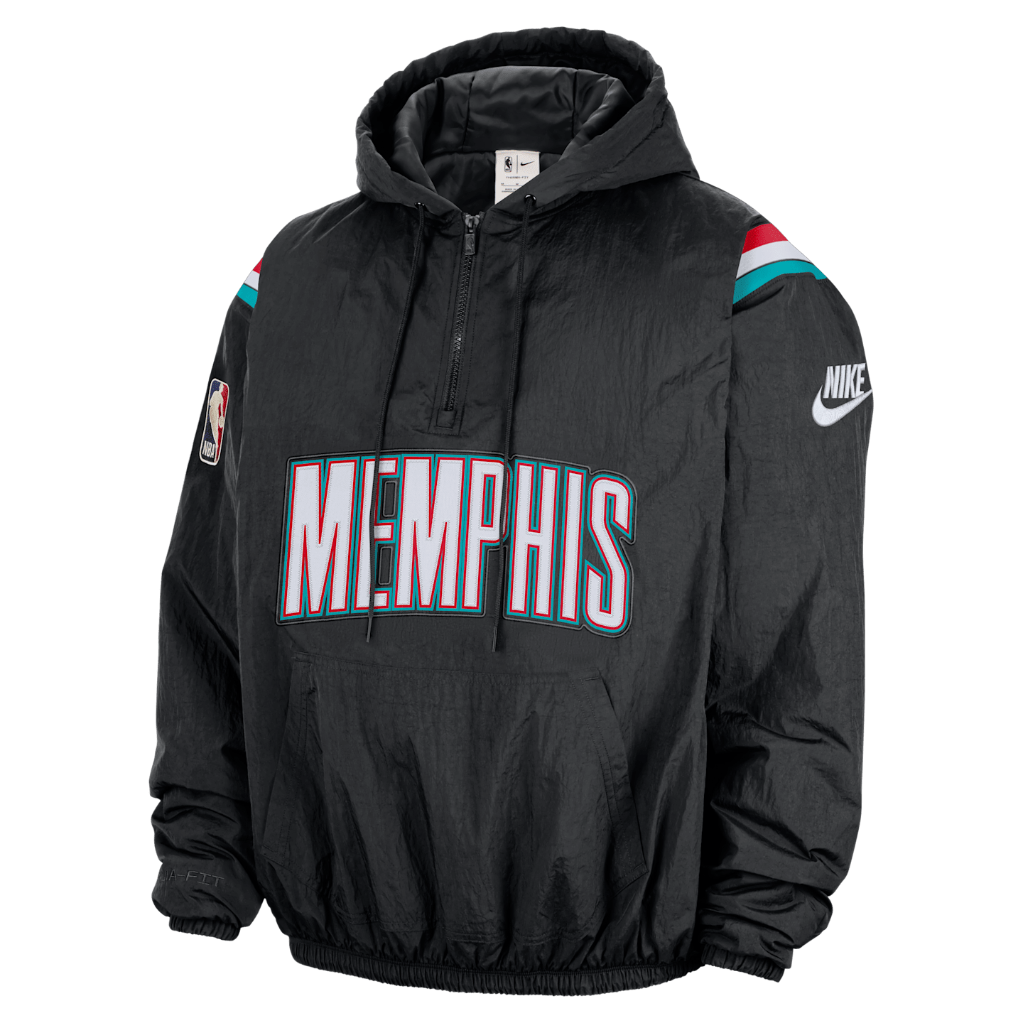 Мужское худи Nike Therma-FIT NBA Memphis Grizzlies Hardwood Classics на молнии 1/2, цвет: Чёрный