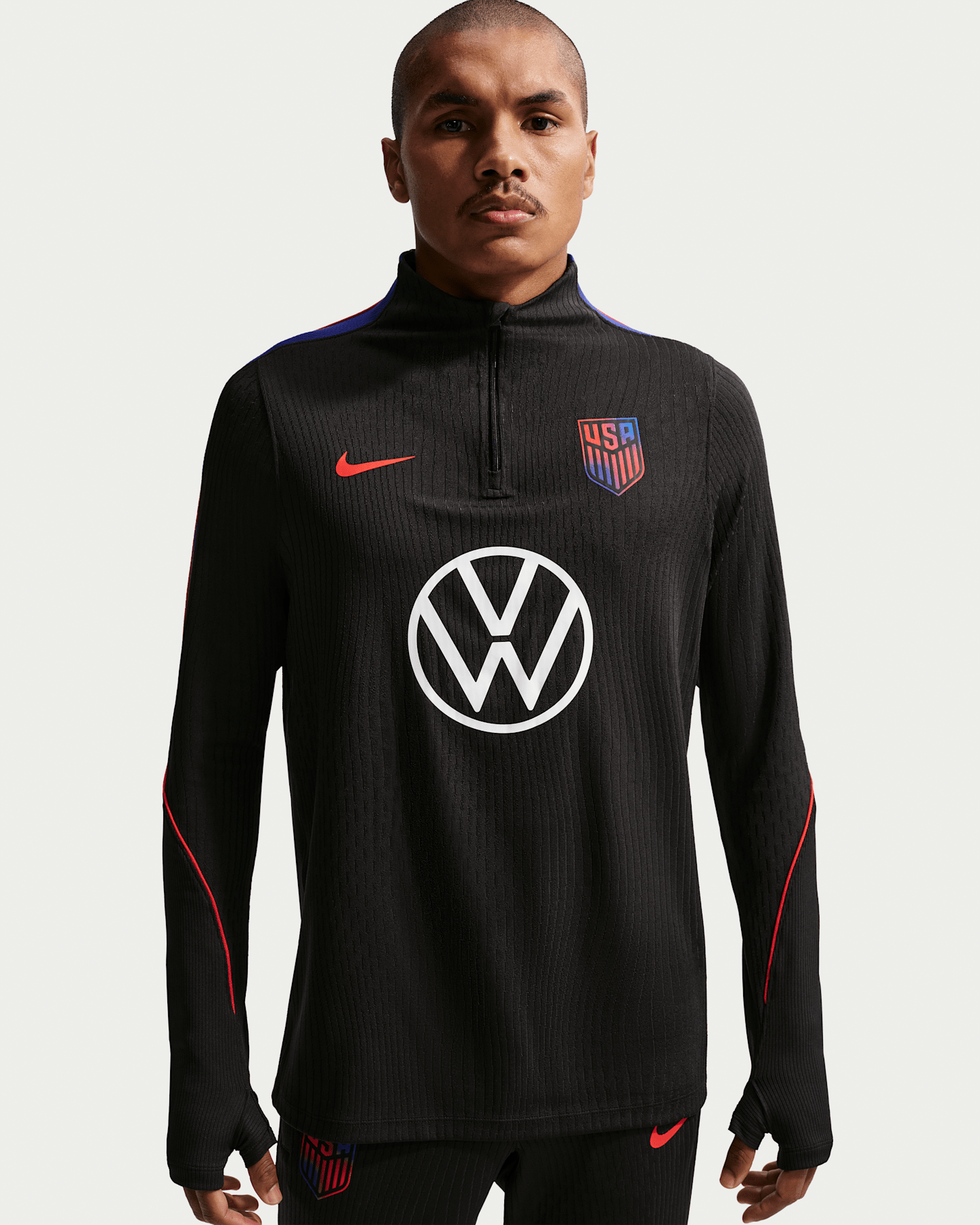 Мужской топ Nike Usmnt Strike Elite Dri-FIT ADV Soccer Knit Drill Top, цвет: Чёрный / Королевский синий — фото 7