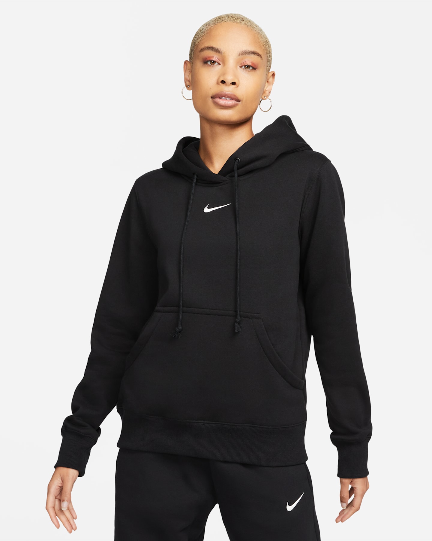 Женское худи Nike Sportswear Phoenix Fleece Pullover, цвет: Чёрный / Молочный — фото 10