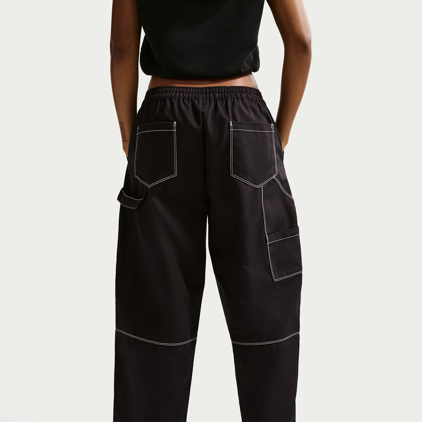 Женские свободные брюки Nike Sportswear Carpenter с низкой посадкой, цвет: Чёрный — фото 3
