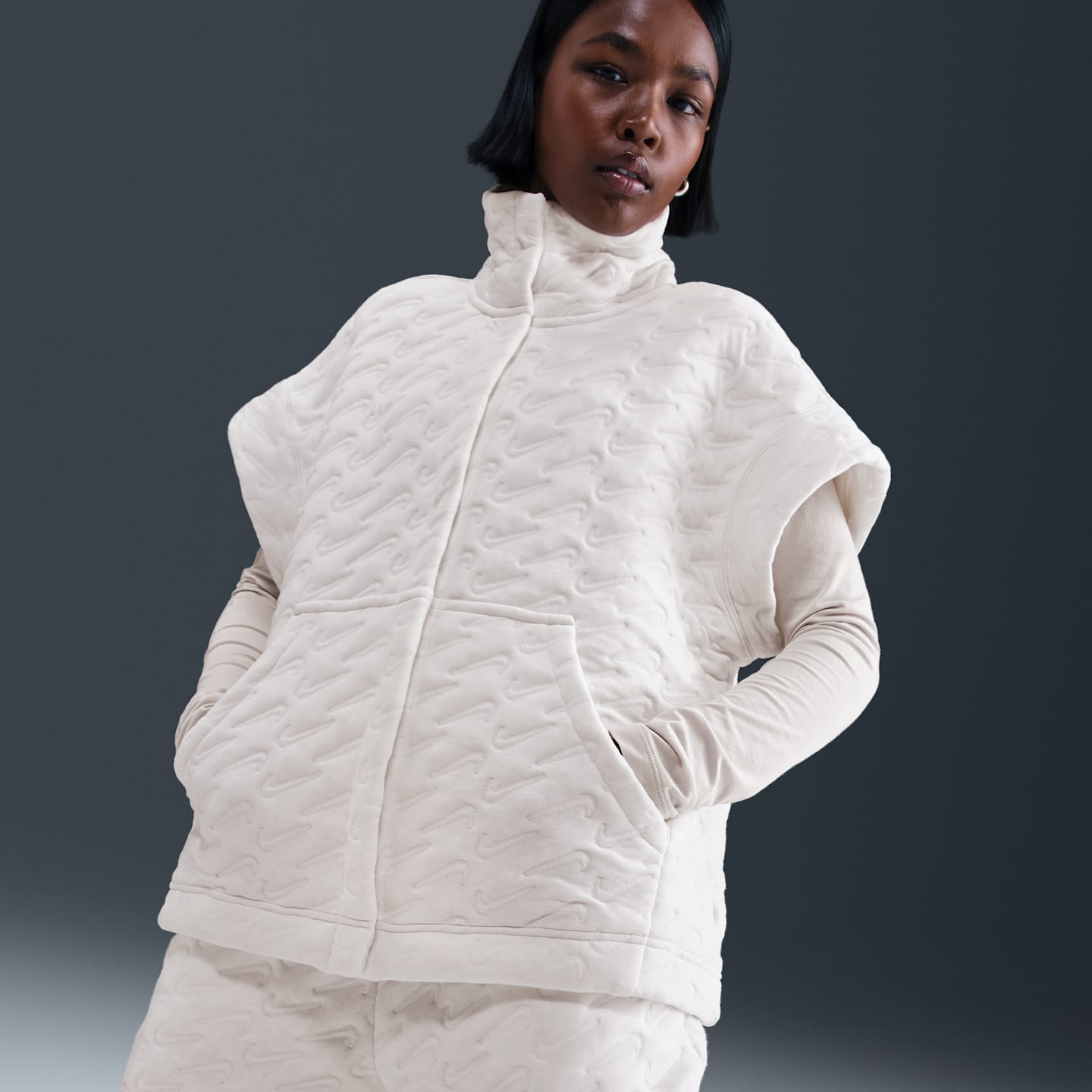 Женский жилет Nike Sportswear Phoenix Fleece Oversized Jacquard, цвет: Молочный — фото 3