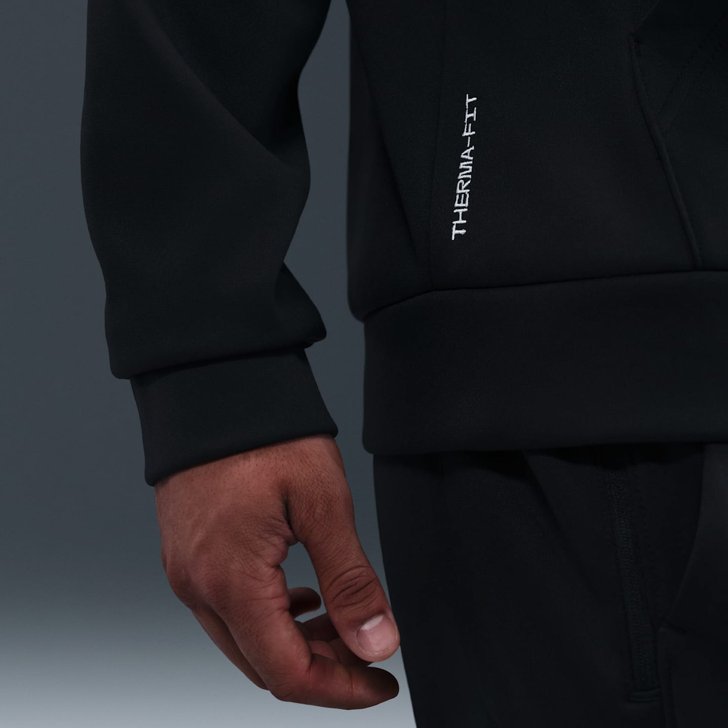 Мужское флисовое худи Nike Therma-FIT, цвет: Чёрный — фото 6