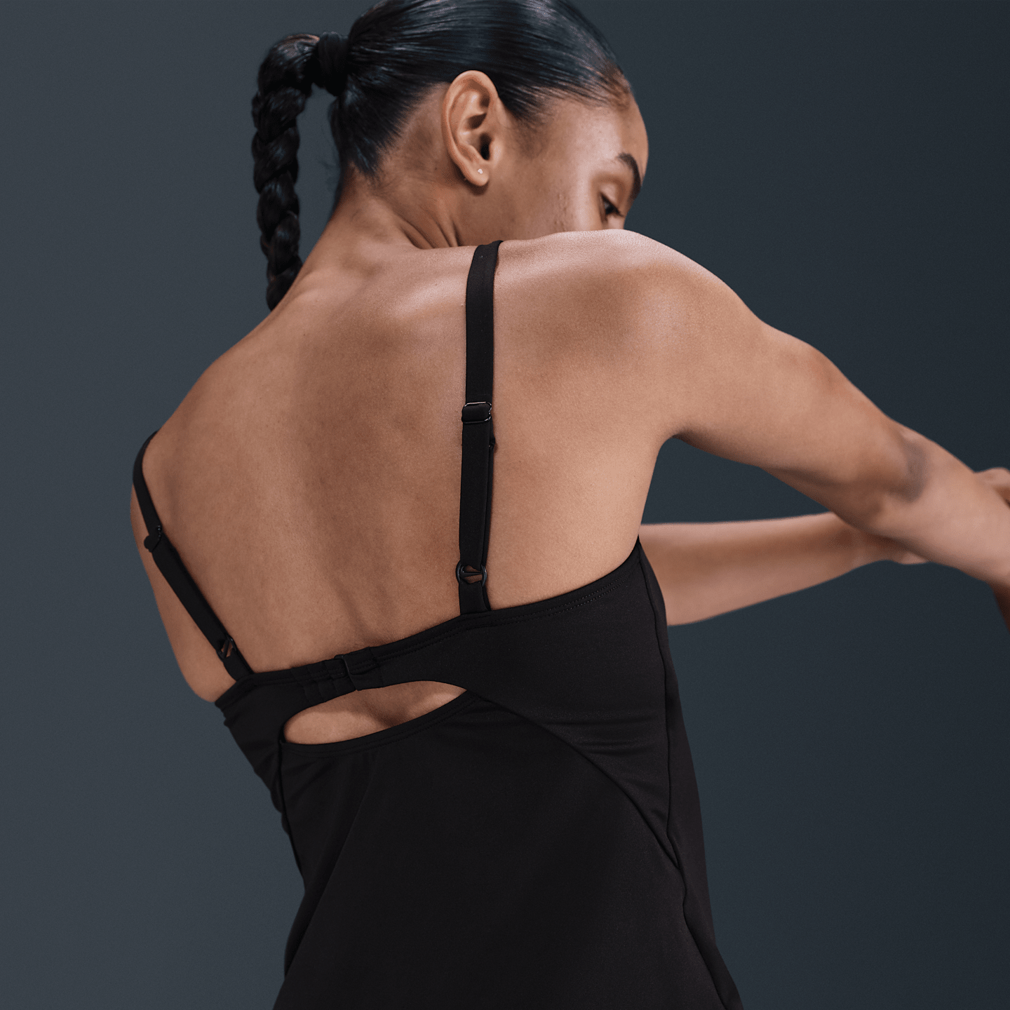 Купальник Tankini, V-образный вырез — Nike, цвет: Чёрный — фото 2