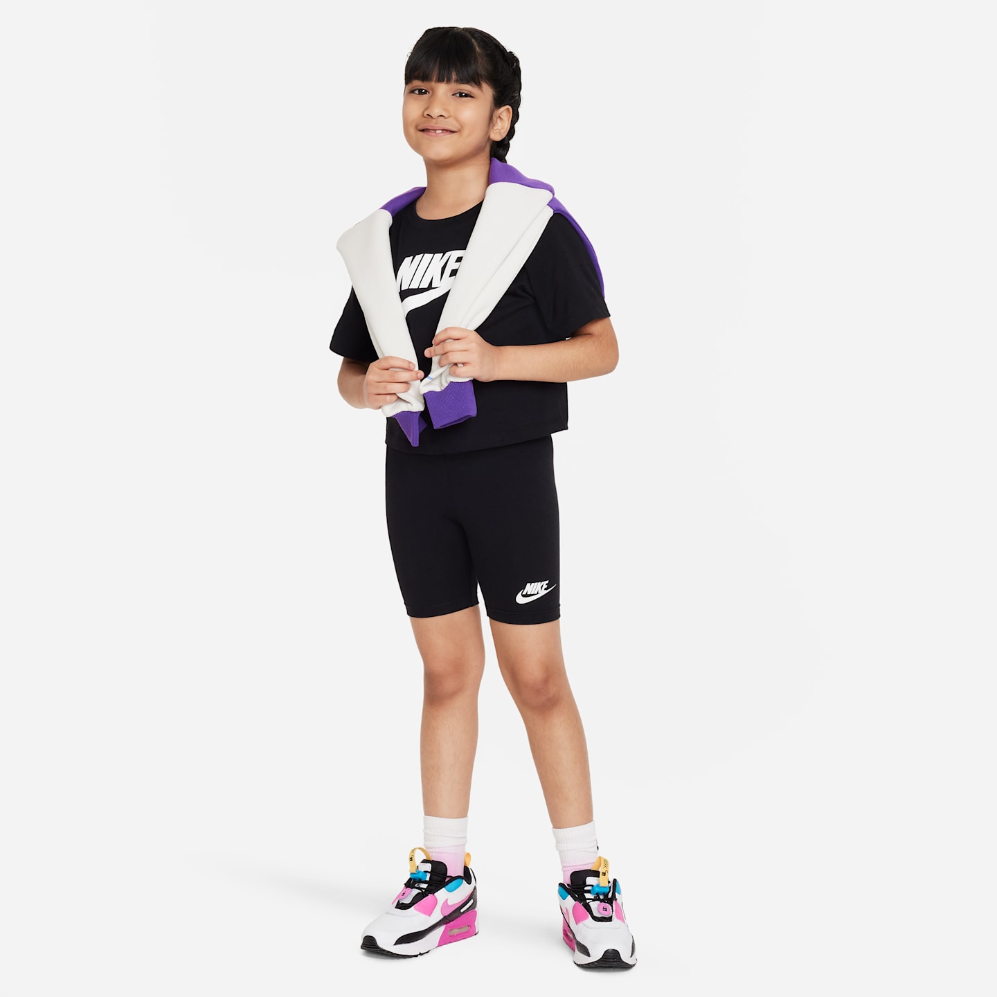 Футболка Nike Sportswear Cropped T-Shirt для девочек, цвет: Чёрный — фото 4