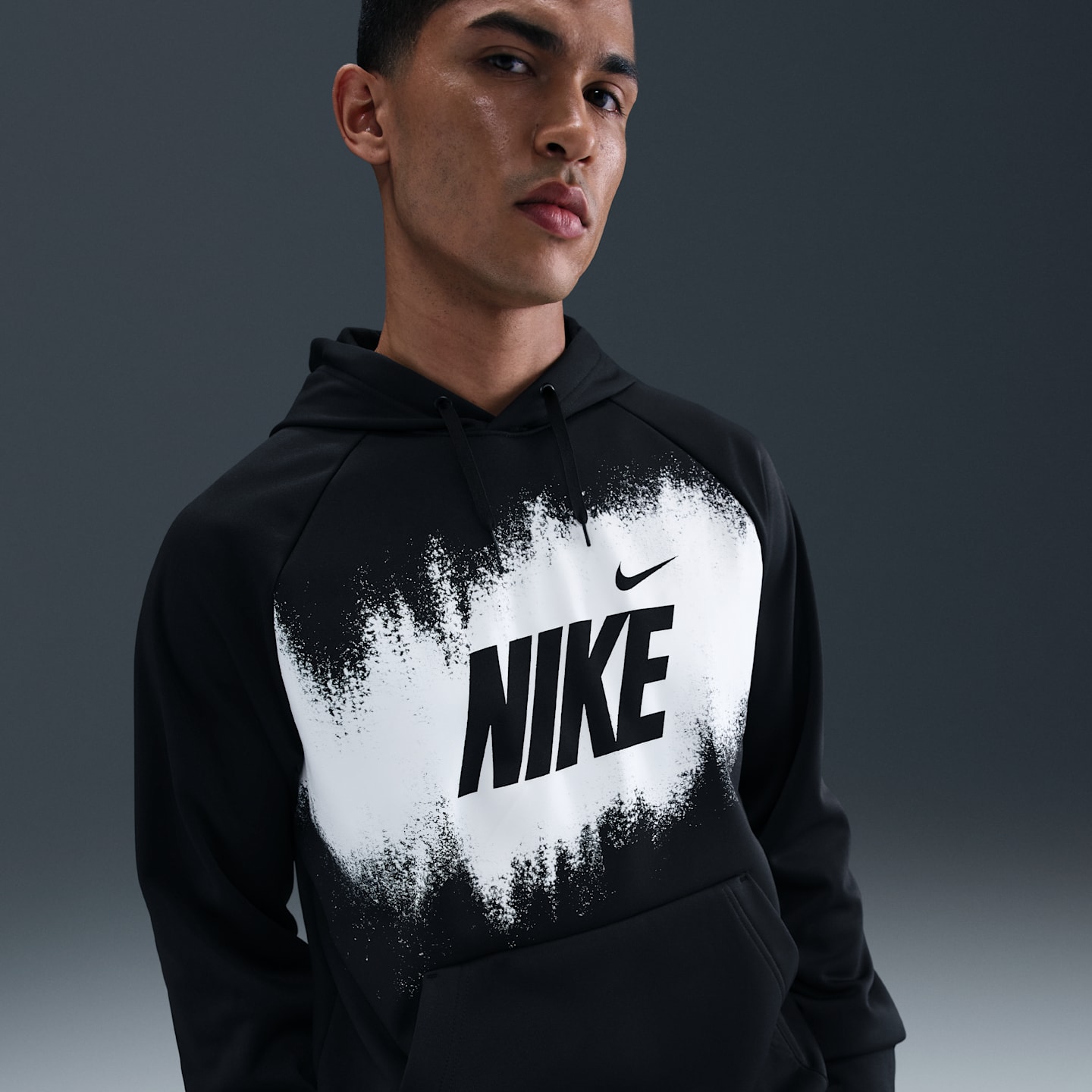 Мужское флисовое худи Nike Therma-FIT, цвет: Чёрный — фото 1