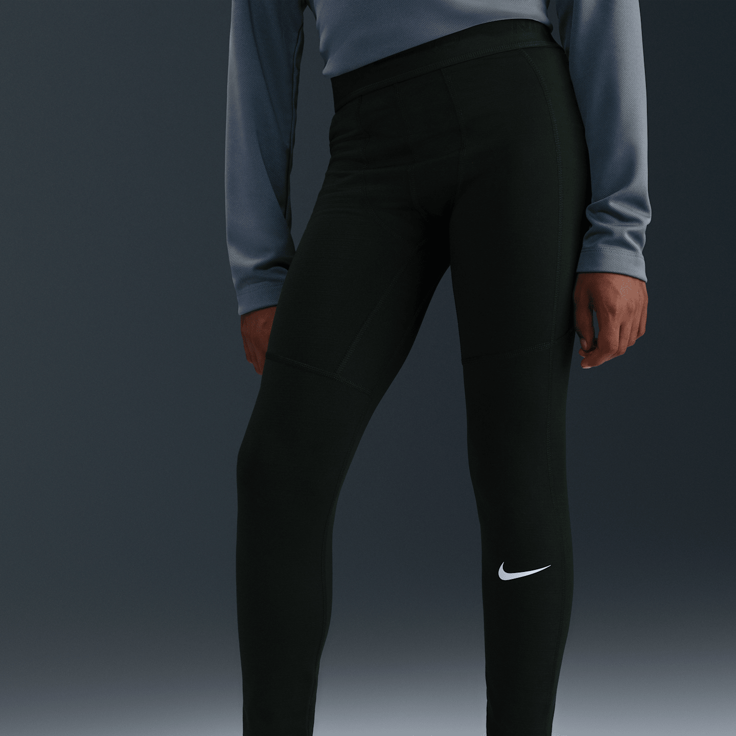 Детские тайтсы для мальчиков Nike Pro Dri-FIT, цвет: Чёрный / Белый — фото 2