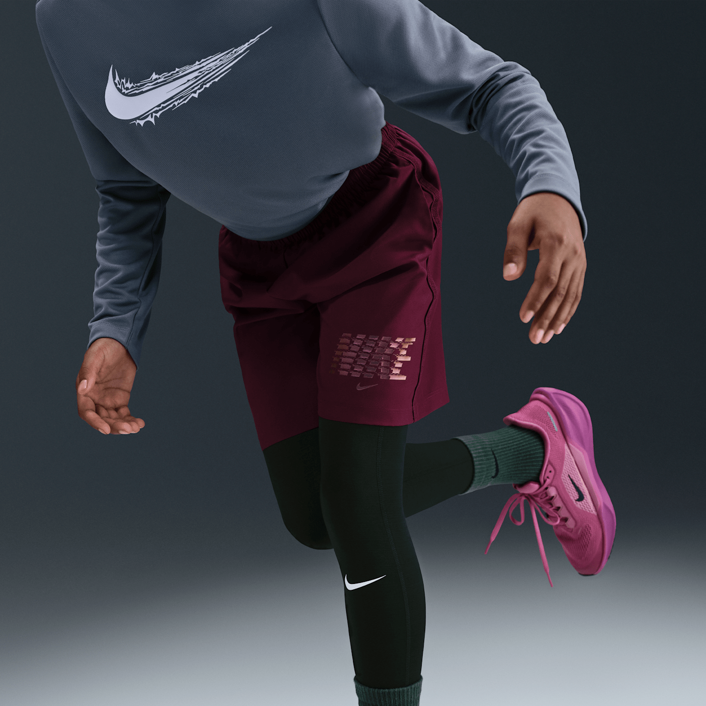 Детские тайтсы для мальчиков Nike Pro Dri-FIT, цвет: Чёрный / Белый — фото 5