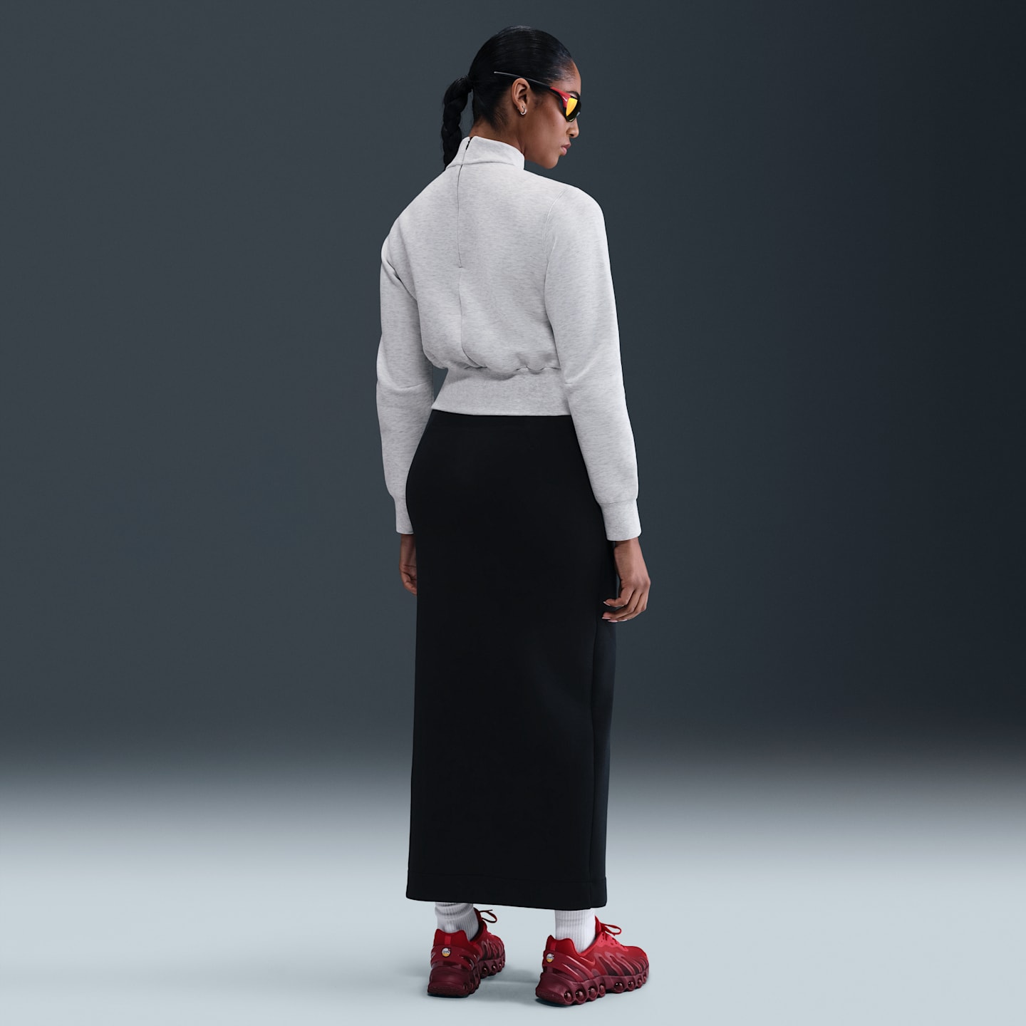 Женский флисовый свитшот Nike Tech, цвет: Светлый серый / Меланжевый — фото 5