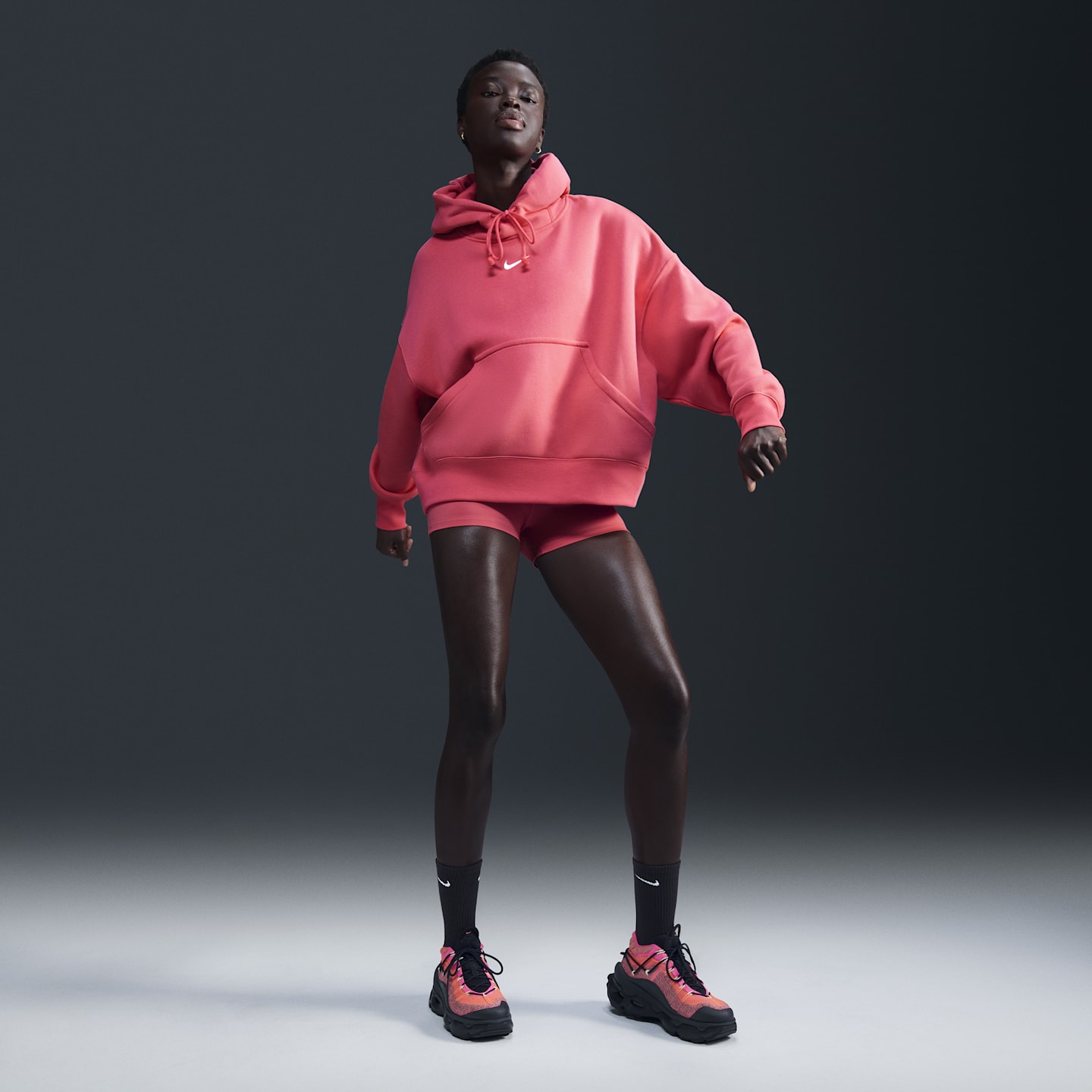 Женское худи-пуловер Nike Sportswear Phoenix Fleece сверховерсайз, цвет: Розовый / Молочный — фото 4