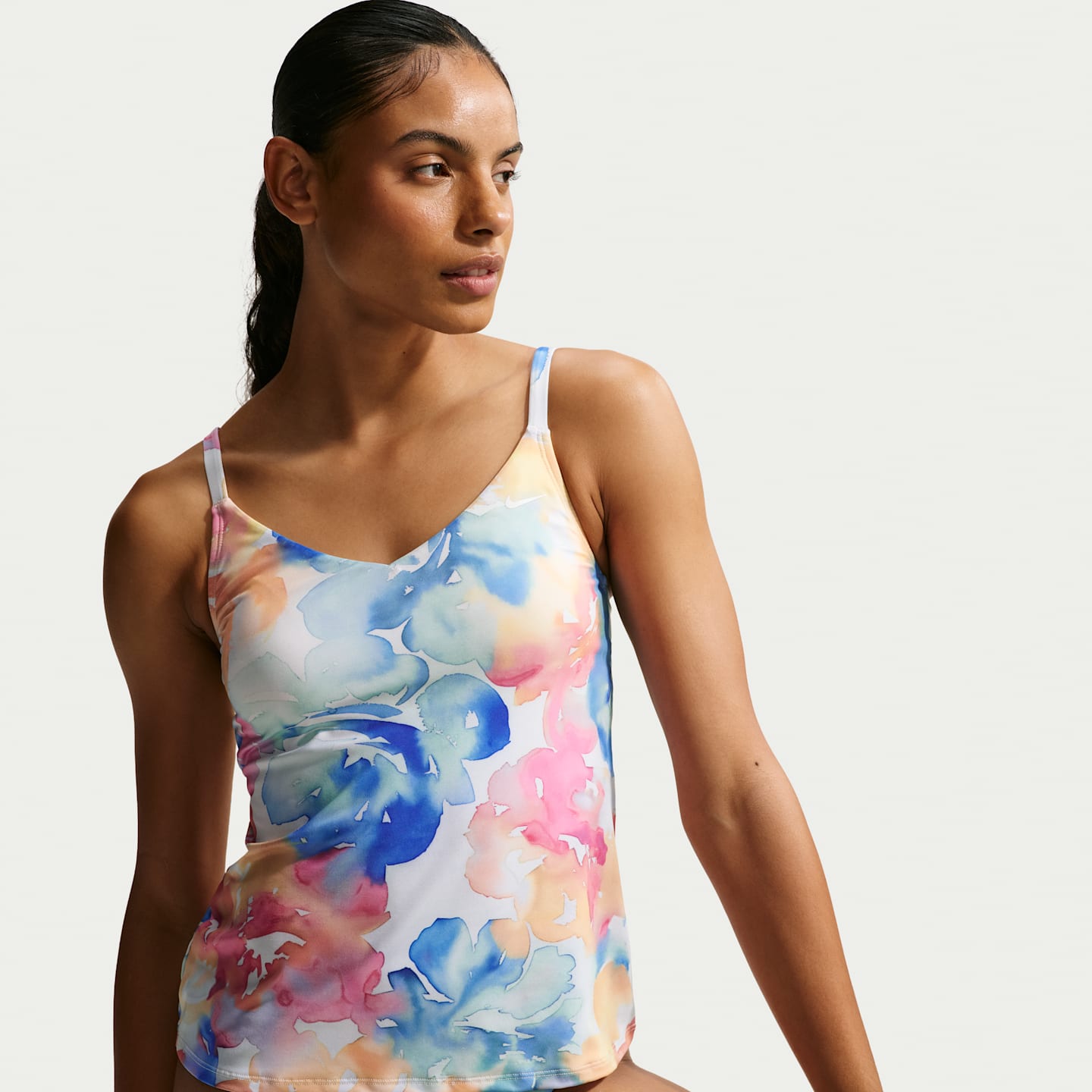 Купальник Tankini, V-образный вырез — Nike, цвет: Розовый сияющий — фото 3