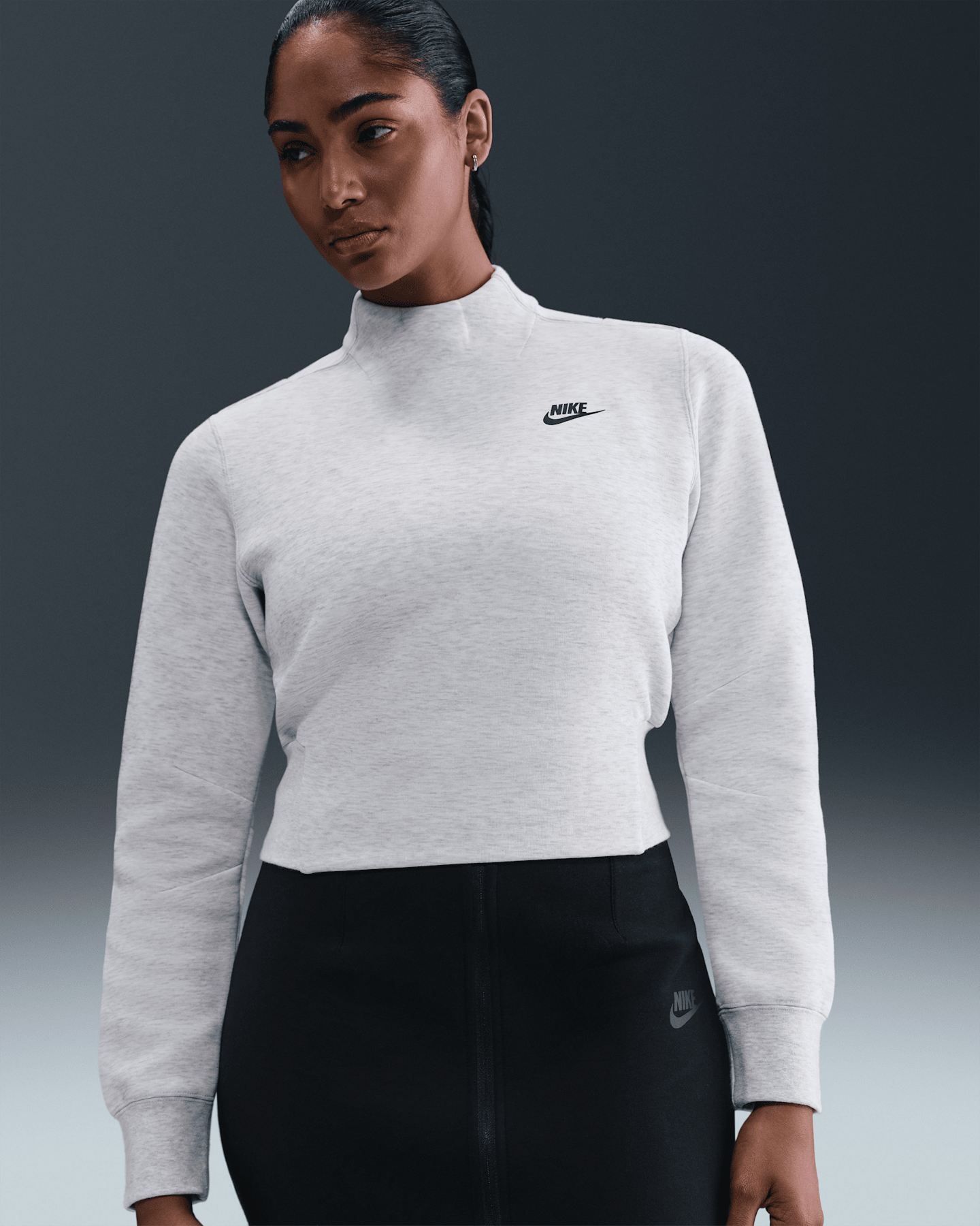 Женский флисовый свитшот Nike Tech, цвет: Светлый серый / Меланжевый — фото 6