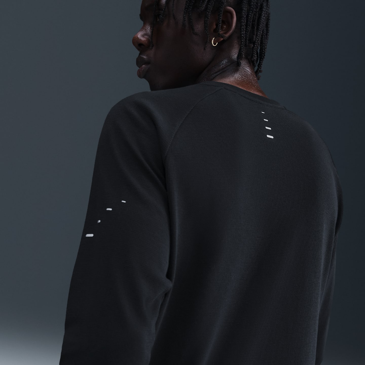 Мужской беговой свитшот Nike Stride Dri-FIT Waffle, цвет: Чёрный — фото 2