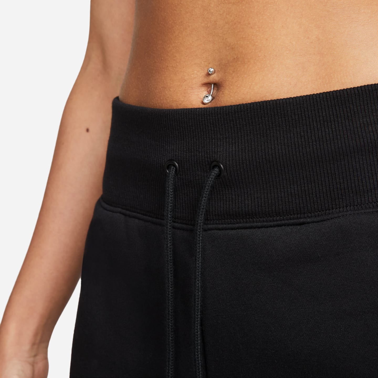 Женские брюки Nike Sportswear Phoenix Fleece High-Waisted Wide-Leg Sweatpants, цвет: Чёрный / Молочный — фото 5