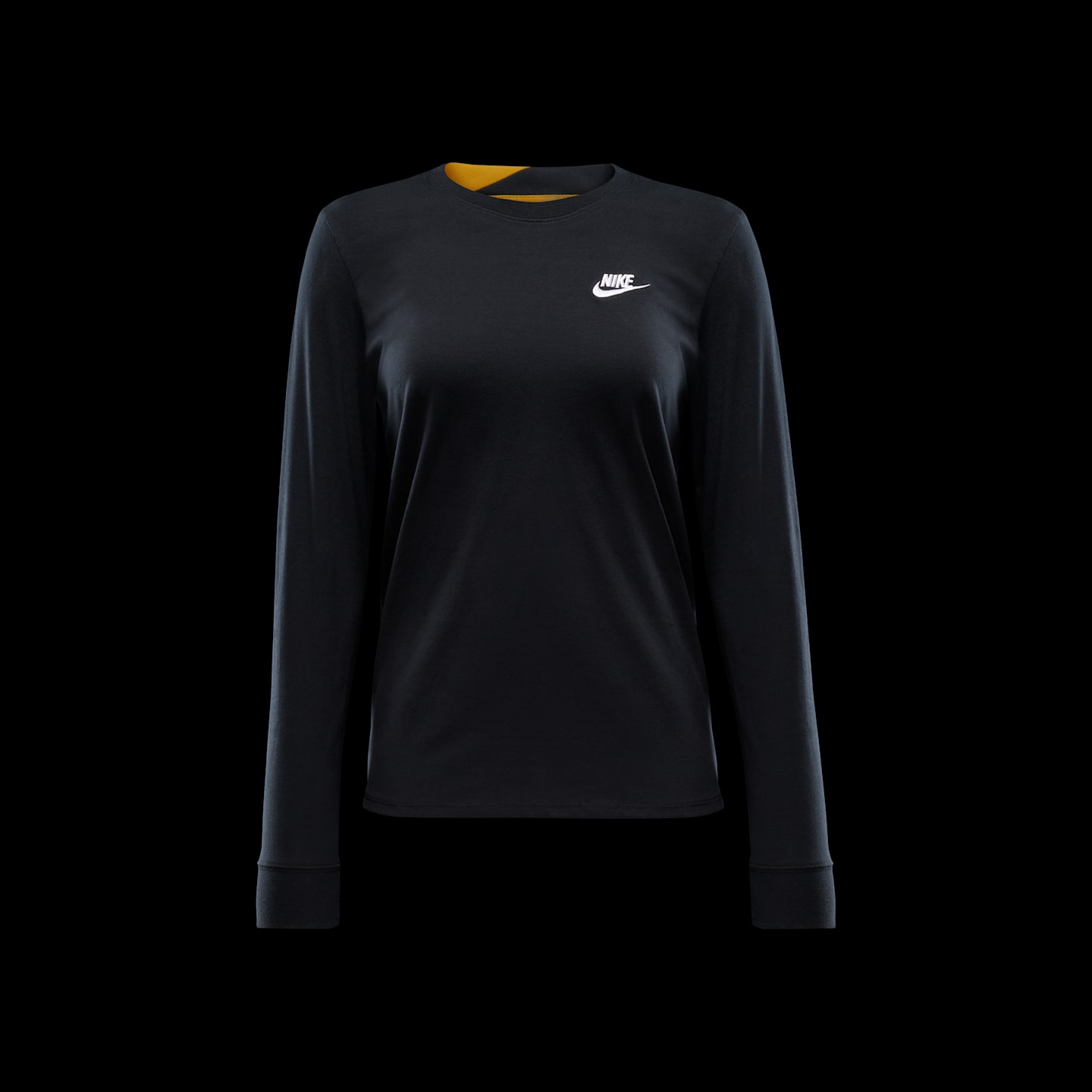 Женская футболка Nike Sportswear Club Long-Sleeve, цвет: Чёрный / Белый — фото 6