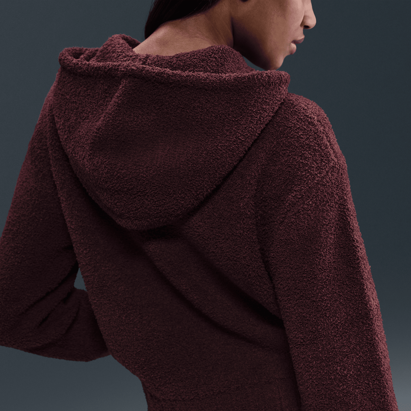Женское худи Nike Sportswear Phoenix Cozy Bouclé Loose Knit, цвет: Бордовый — фото 2