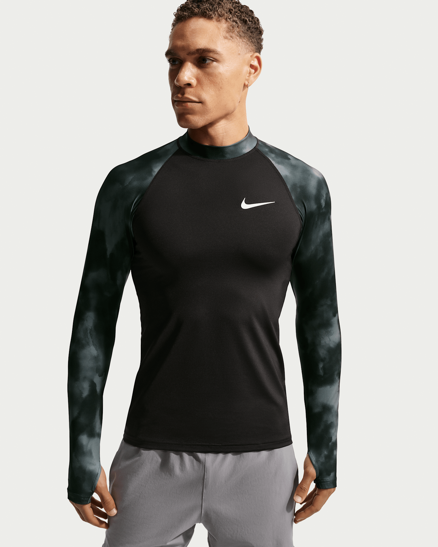Мужской рашгард Nike Swim Whitewater с длинным рукавом, цвет: Чёрный — фото 6