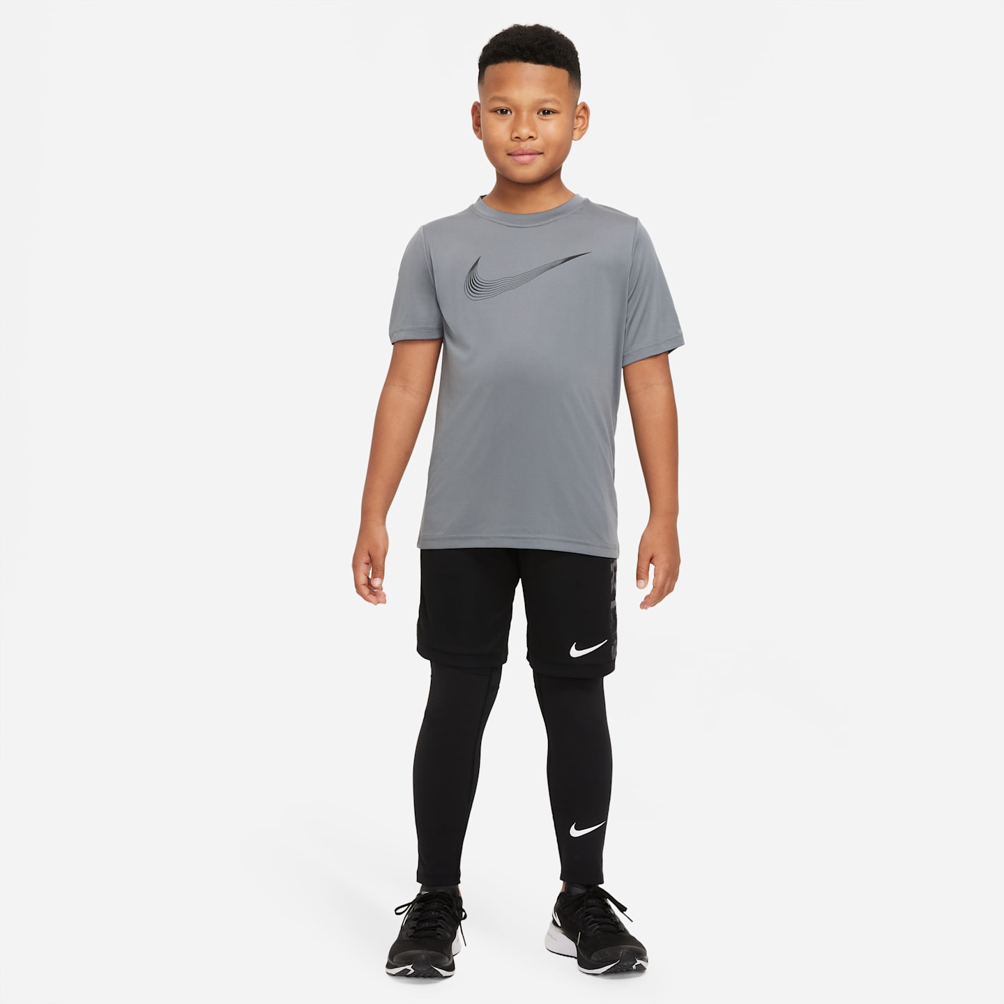 Детские тайтсы для мальчиков Nike Pro Dri-FIT, цвет: Чёрный / Белый — фото 5