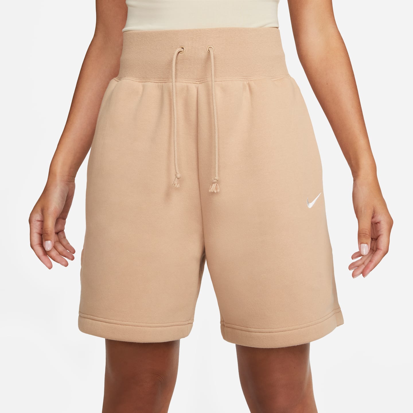 Женские шорты Nike Sportswear Phoenix Fleece High-Waisted Loose-Fit, цвет: Натуральный бежевый / Молочный — фото 2