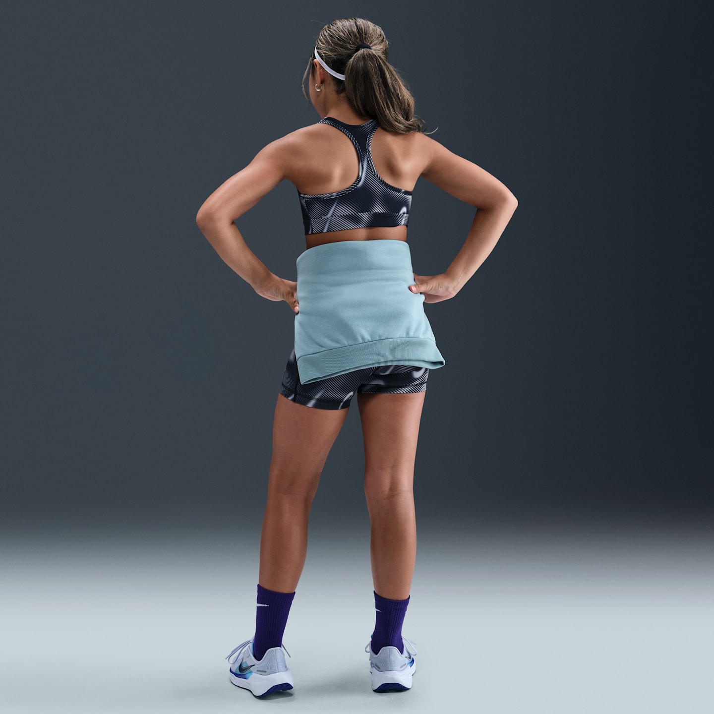 Детский спортивный бра для девочек Nike Pro Swoosh, цвет: Чёрный / Белый — фото 5