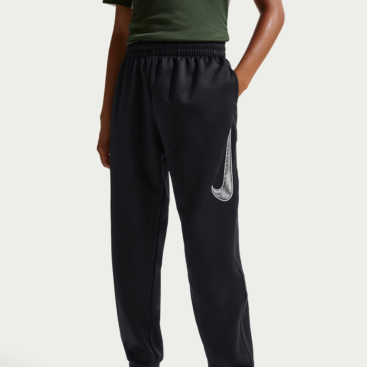Брюки Nike Multi Knit Training для мальчиков, цвет: Чёрный / Белый — фото 2