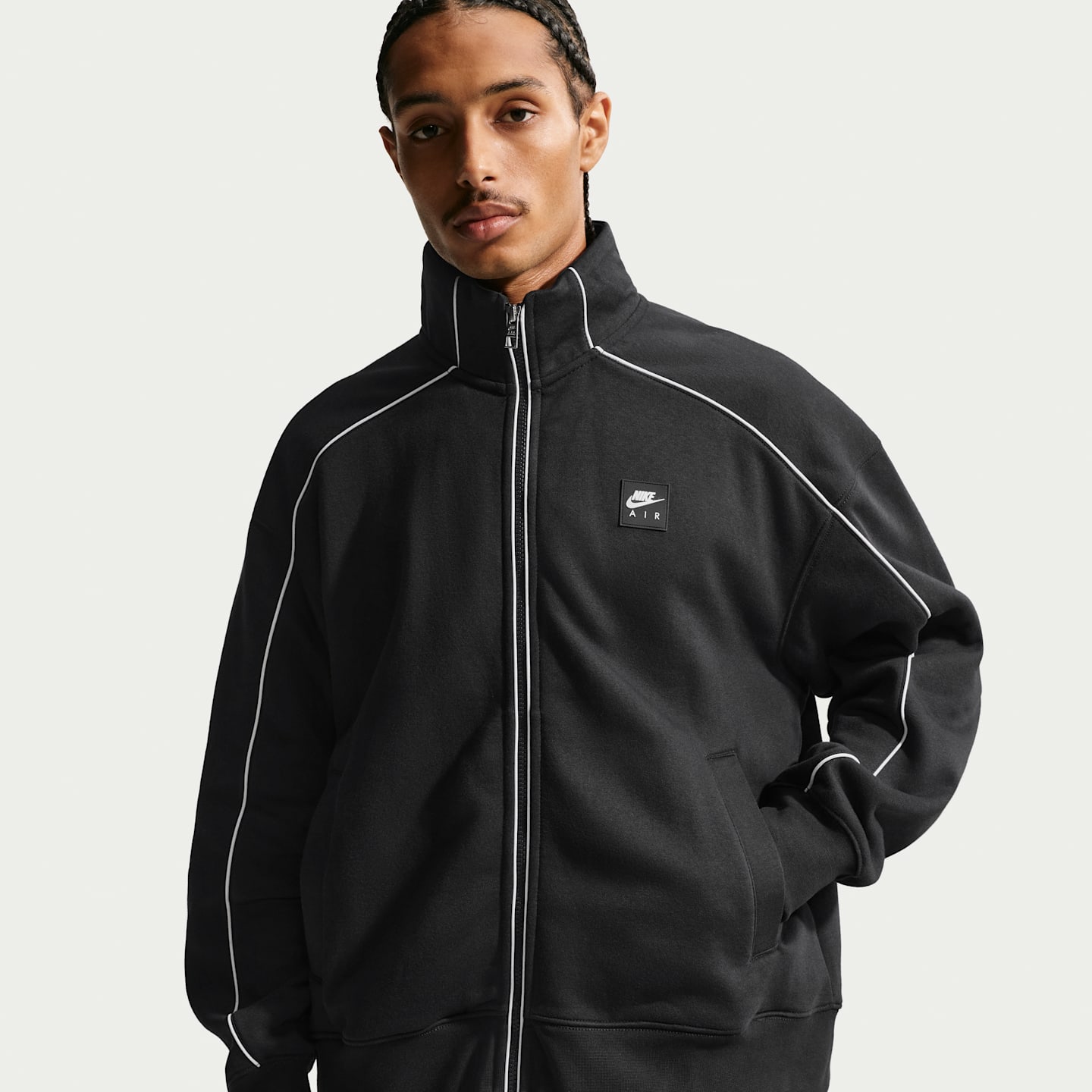 Мужская спортивная флисовая куртка Nike Air, цвет: Чёрный / Белый — фото 1