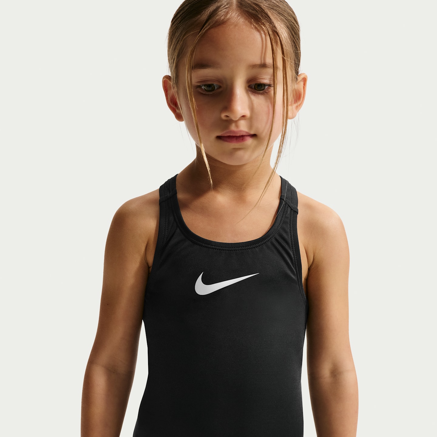 Купальник Kid's для детей, борцовская спина — Nike, цвет: Чёрный / Белый — фото 2