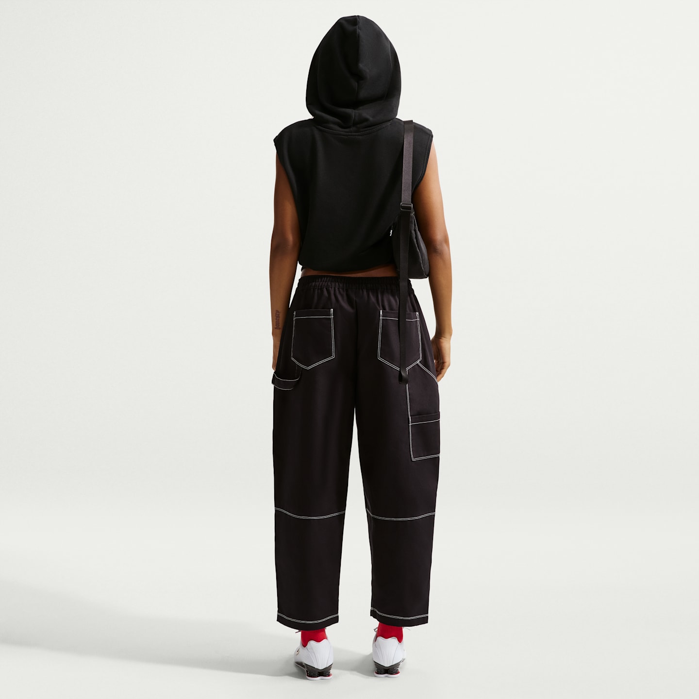Женские свободные брюки Nike Sportswear Carpenter с низкой посадкой, цвет: Чёрный — фото 5