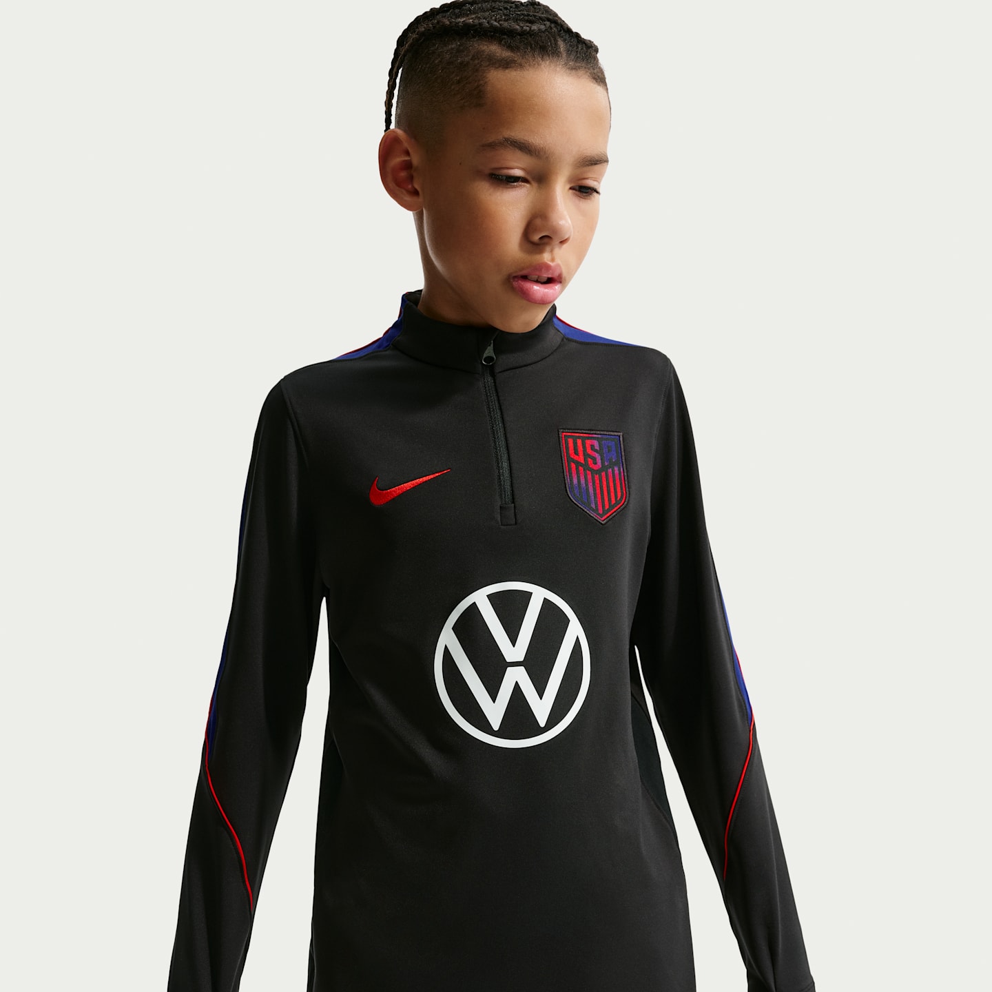 Детский топ Nike USA Strike Dri-FIT Soccer Drill Top, цвет: Чёрный / Королевский синий — фото 1
