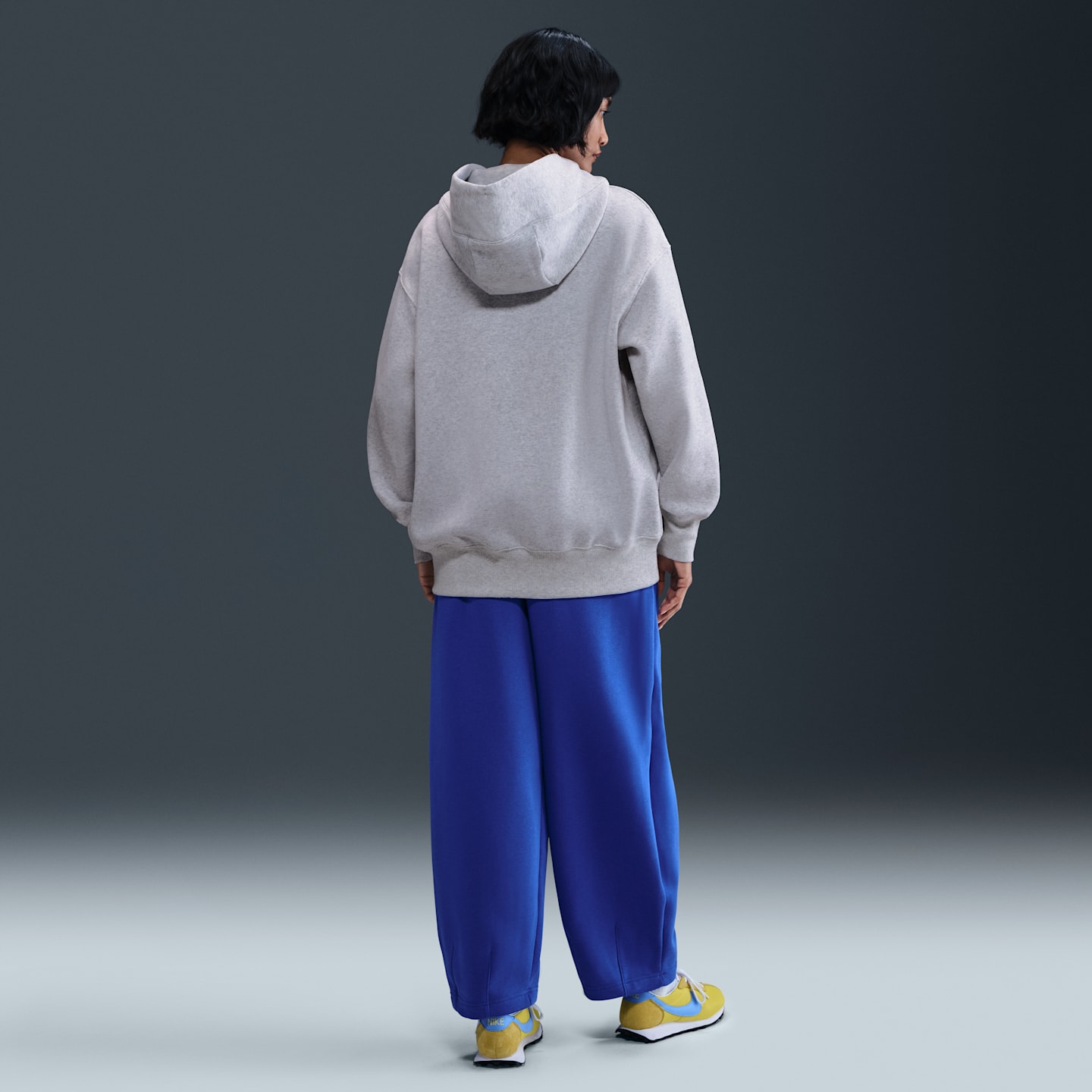 Женское худи Nike Sportswear Phoenix Fleece Oversized Full-Zip, цвет: Берёзовый меланжевый / Чёрный — фото 5