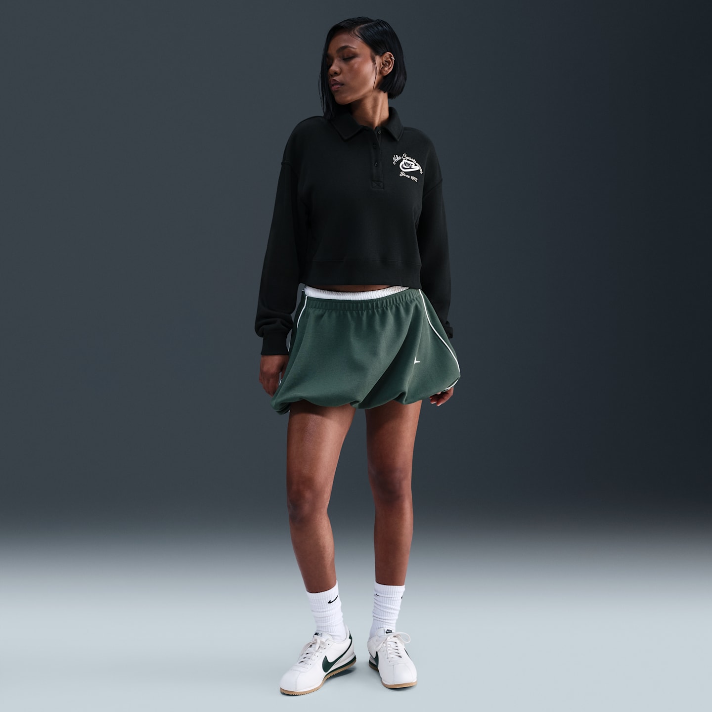 Женский топ Nike Sportswear Phoenix Fleece Loose Collared Pull-Over, цвет: Чёрный — фото 4