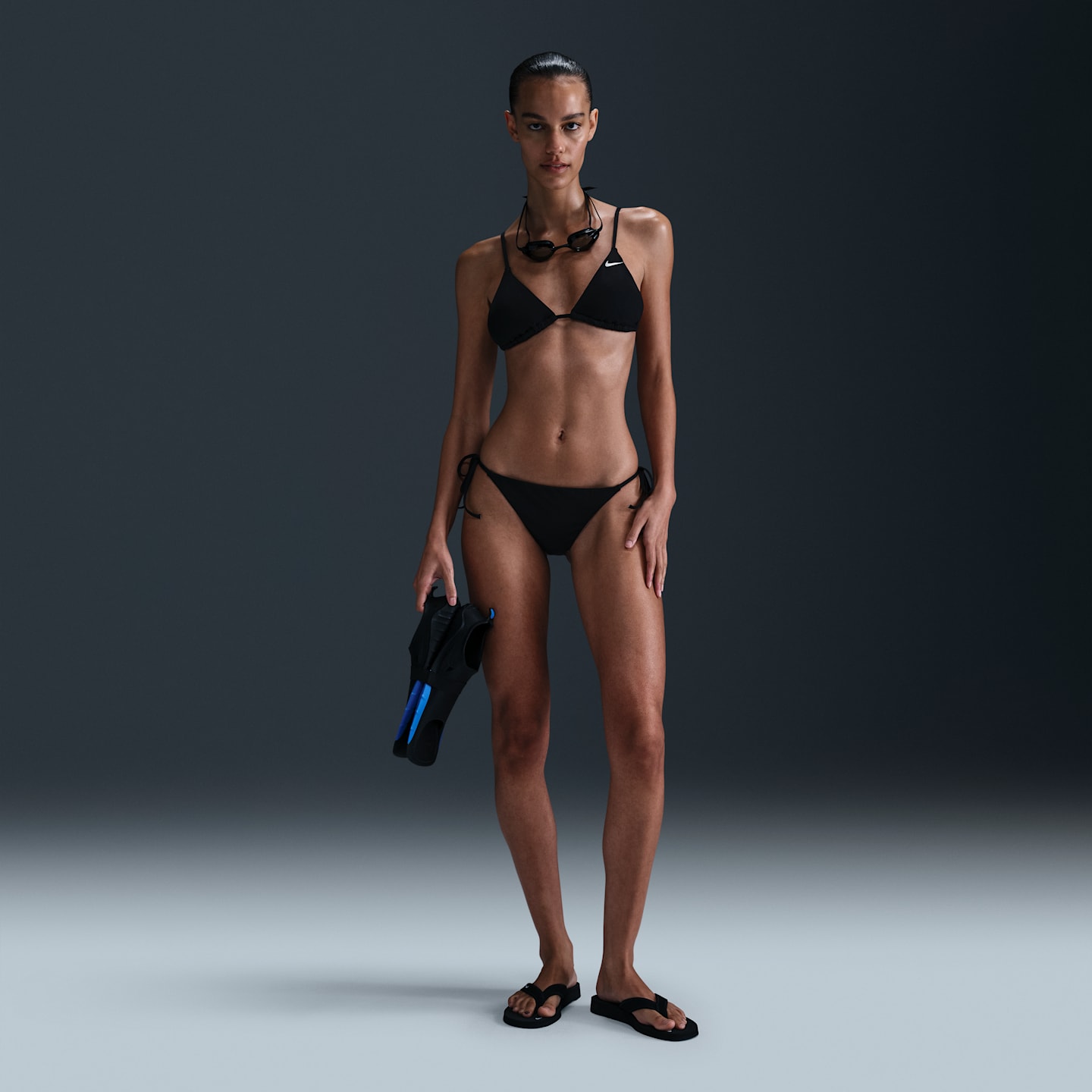 Верх бикини Essential, треугольные чашки — Nike, цвет: Чёрный — фото 4