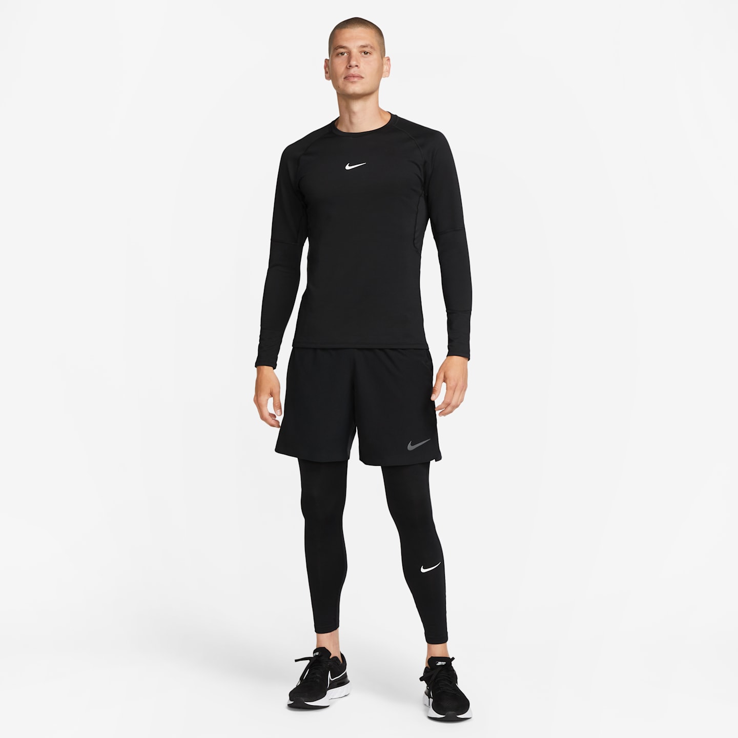 Мужские утеплённые тайтсы Nike Pro Warm, цвет: Чёрный / Белый — фото 7